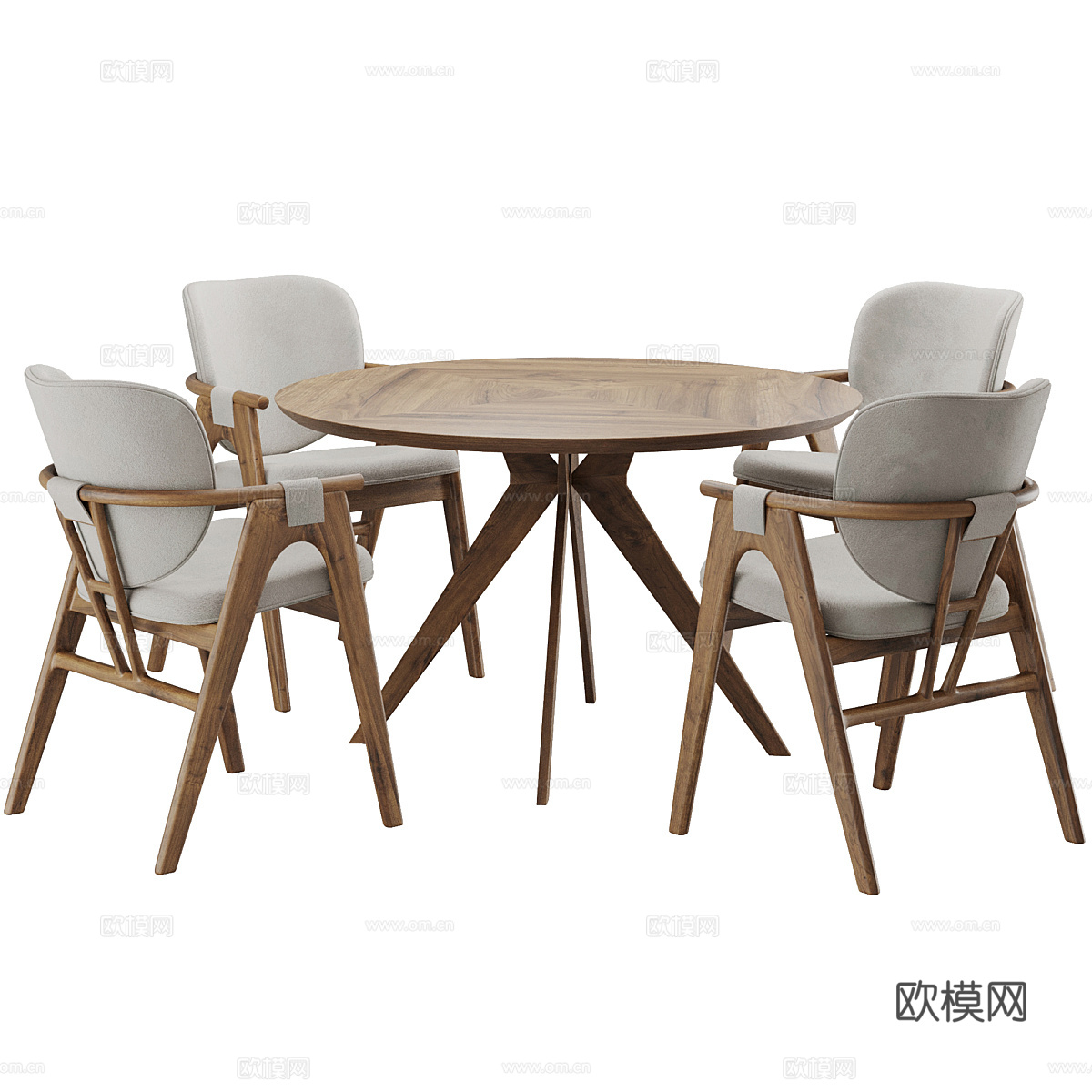 新中式侘寂餐桌椅3d模型