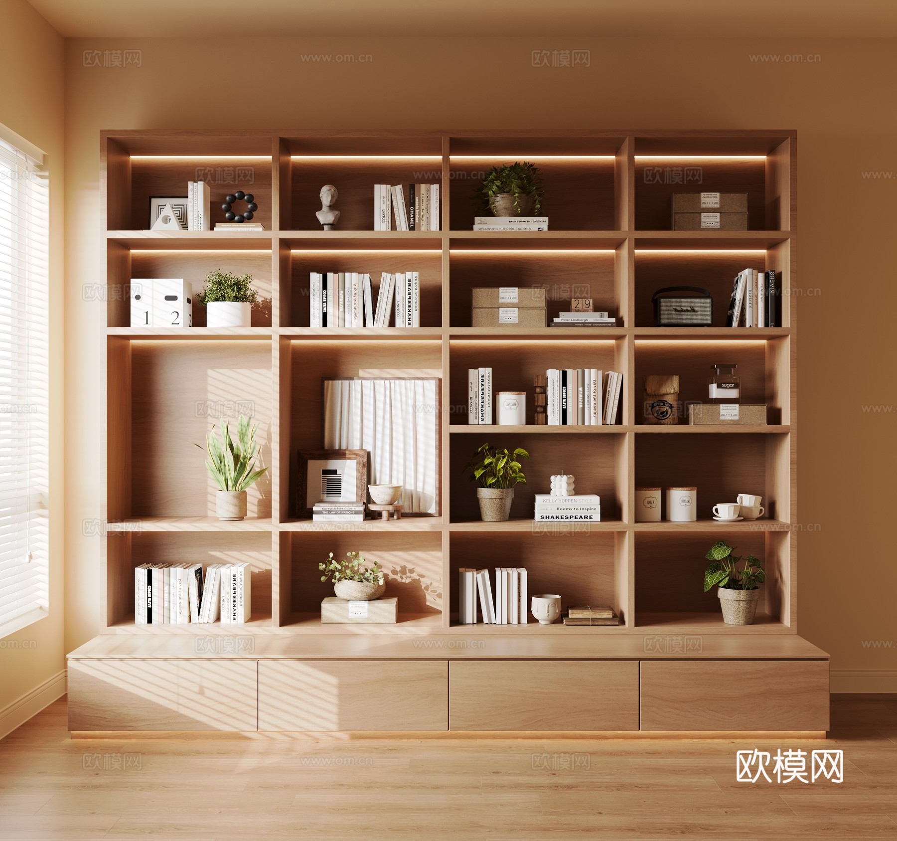 现代中古风书柜su模型