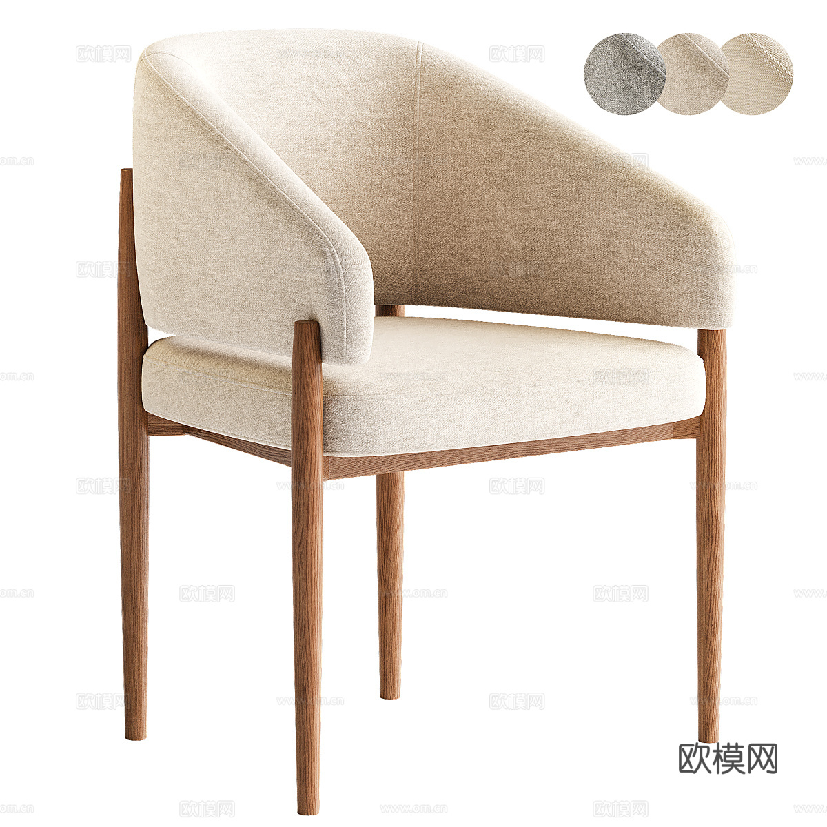 新中式侘寂餐椅3d模型