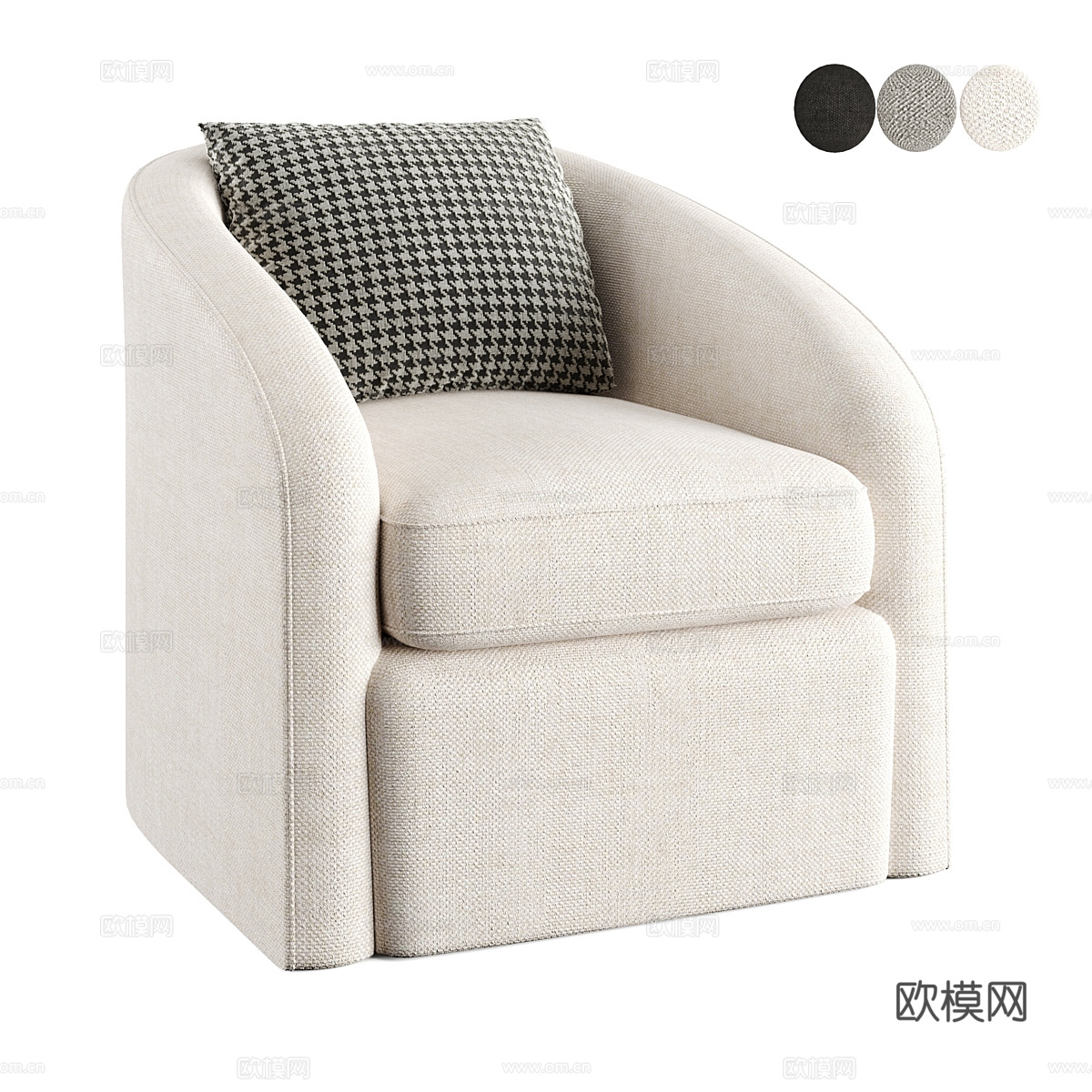 现代奶油风布艺休闲椅3d模型
