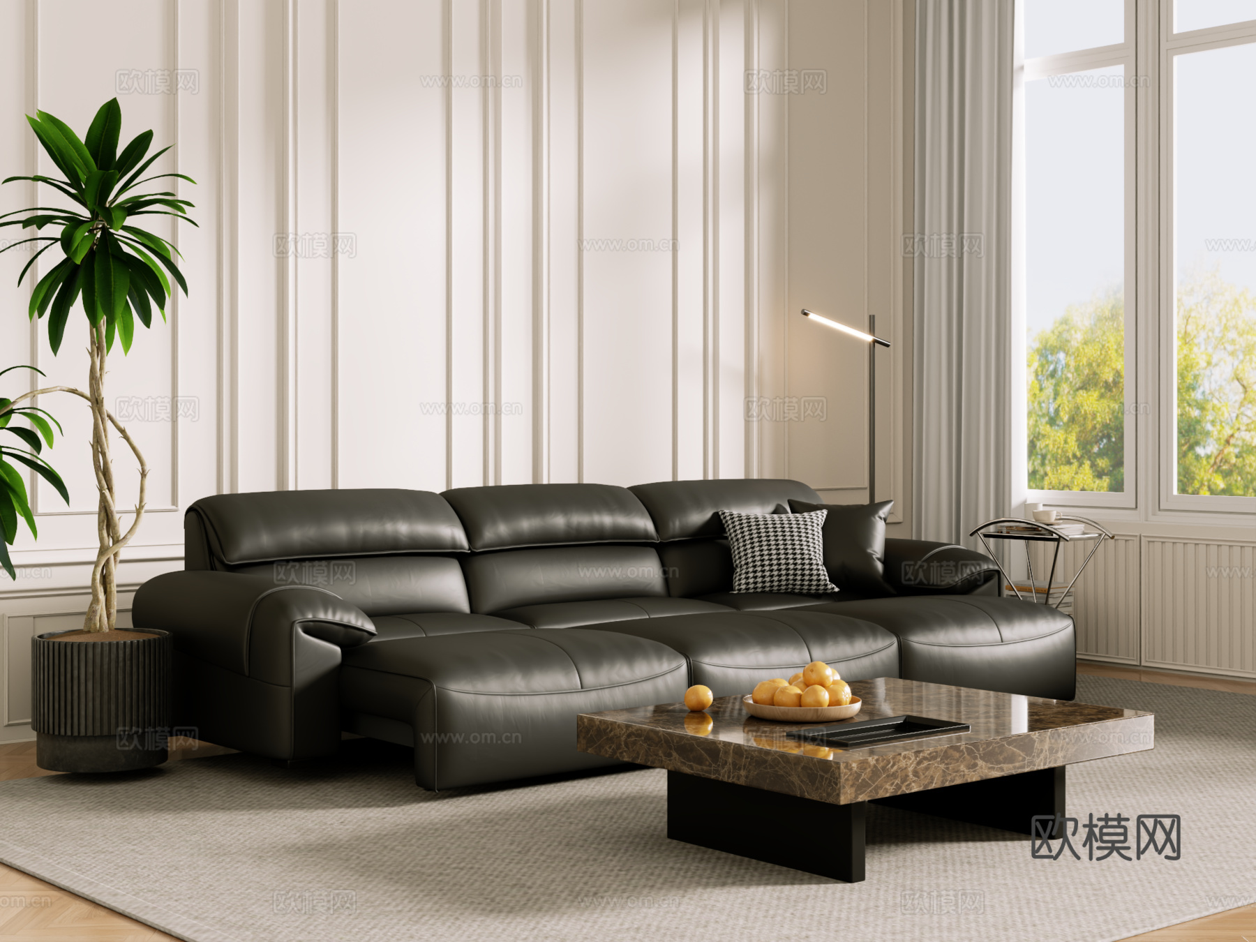 中古沙发组合 茶几 地毯 多人沙发3d模型下载