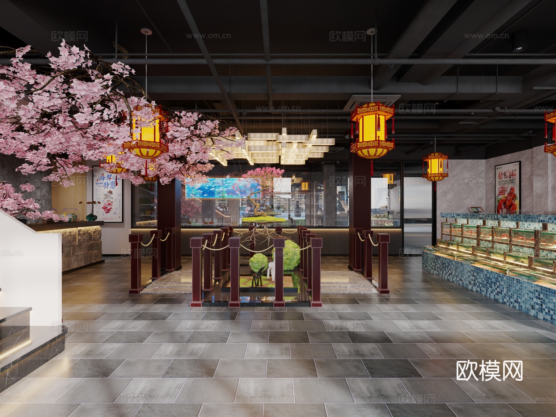 海鲜档餐厅3d模型