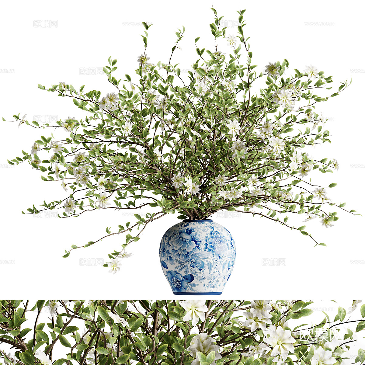 新中式花瓶花艺3d模型