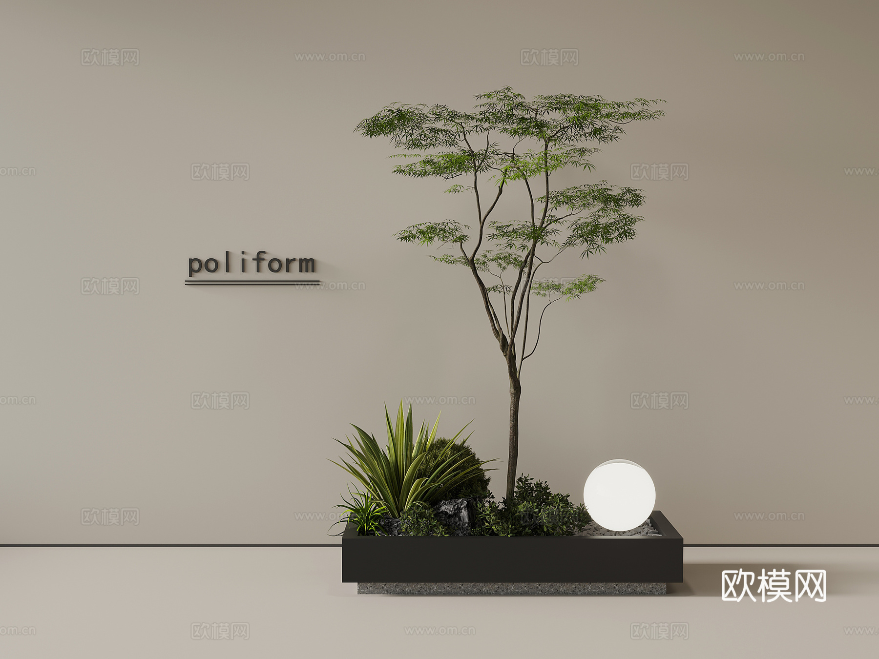 现代景观小品 景观树su模型