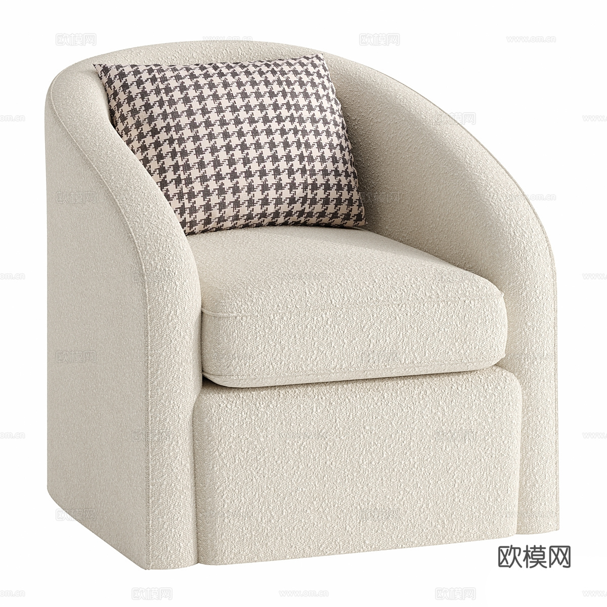 现代奶油风布艺休闲椅3d模型