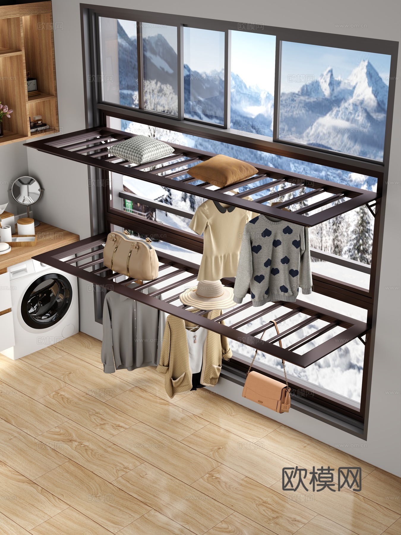 晾衣杆 围栏  护栏3d模型