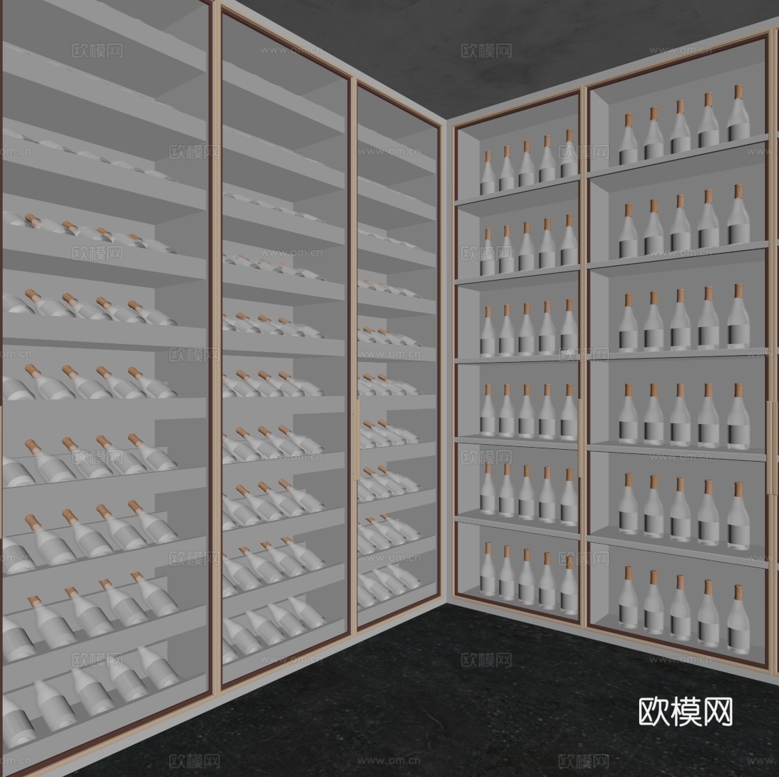 现代酒柜 红酒柜 恒温酒柜 酒窖酒柜su模型