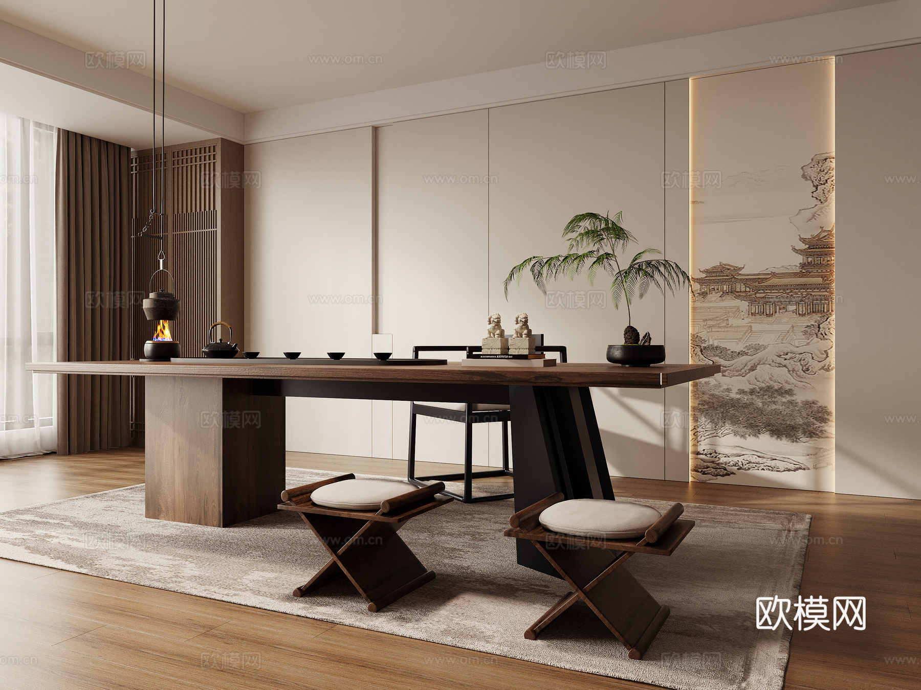 新中式禅意茶室 泡茶桌3d模型