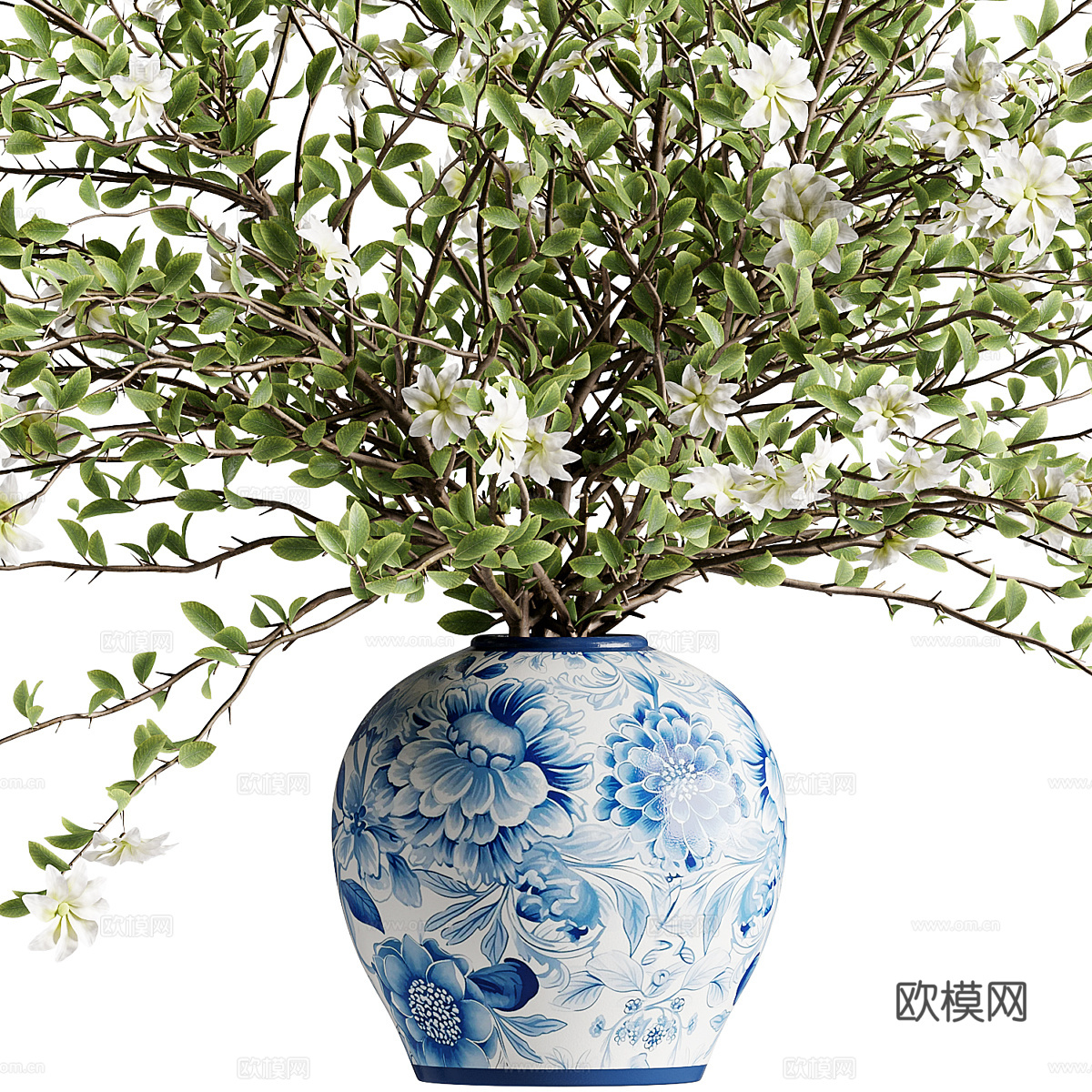 新中式花瓶花艺3d模型