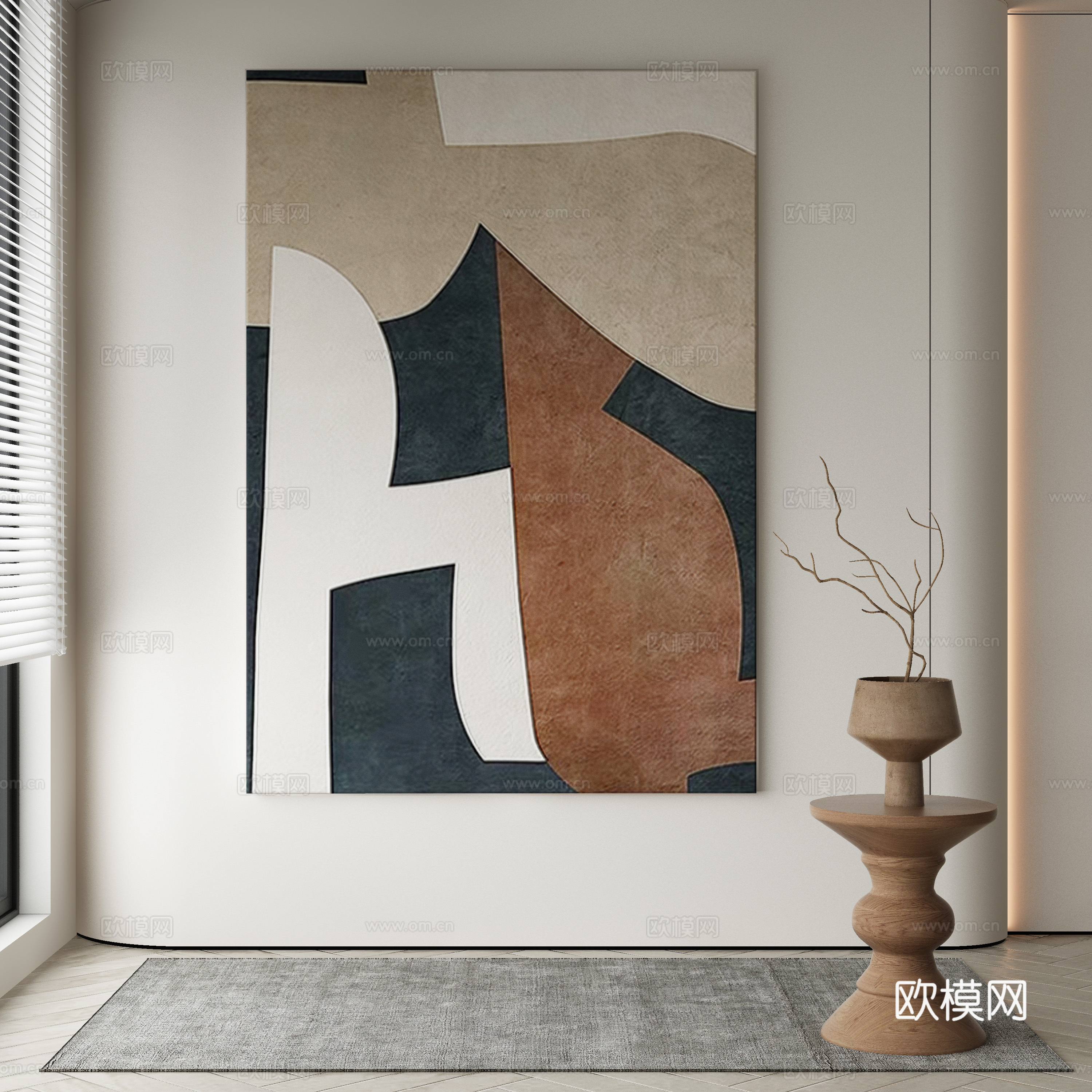 侘寂挂画 油画3d模型