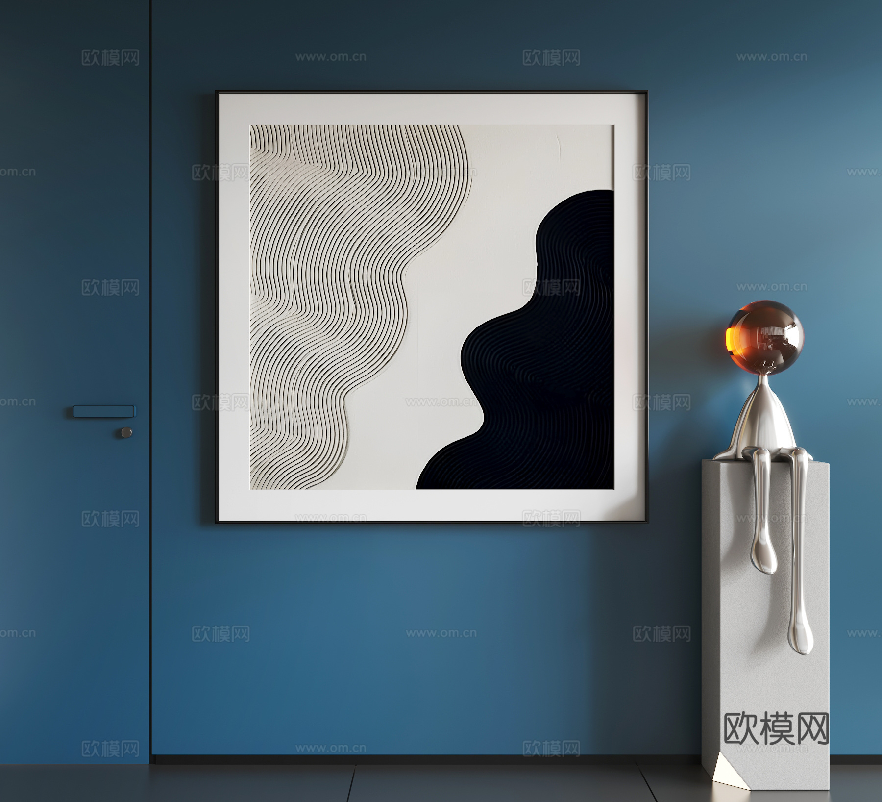 现代抽象挂画  现代极简挂画 现代轻奢挂画  现代意式挂画3d模型