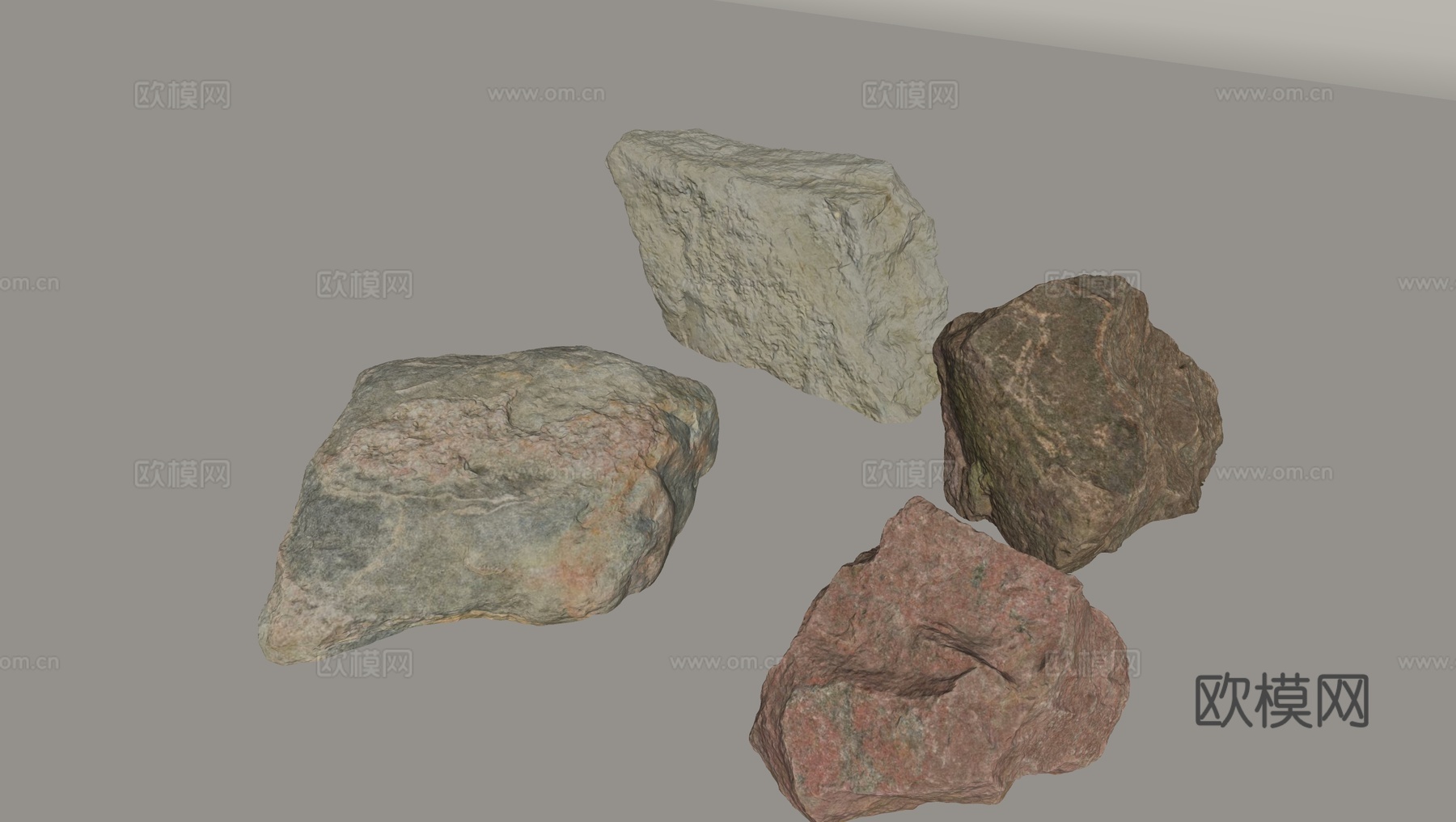 园林石头景观石 假山石块岩石造景 景观小品su模型