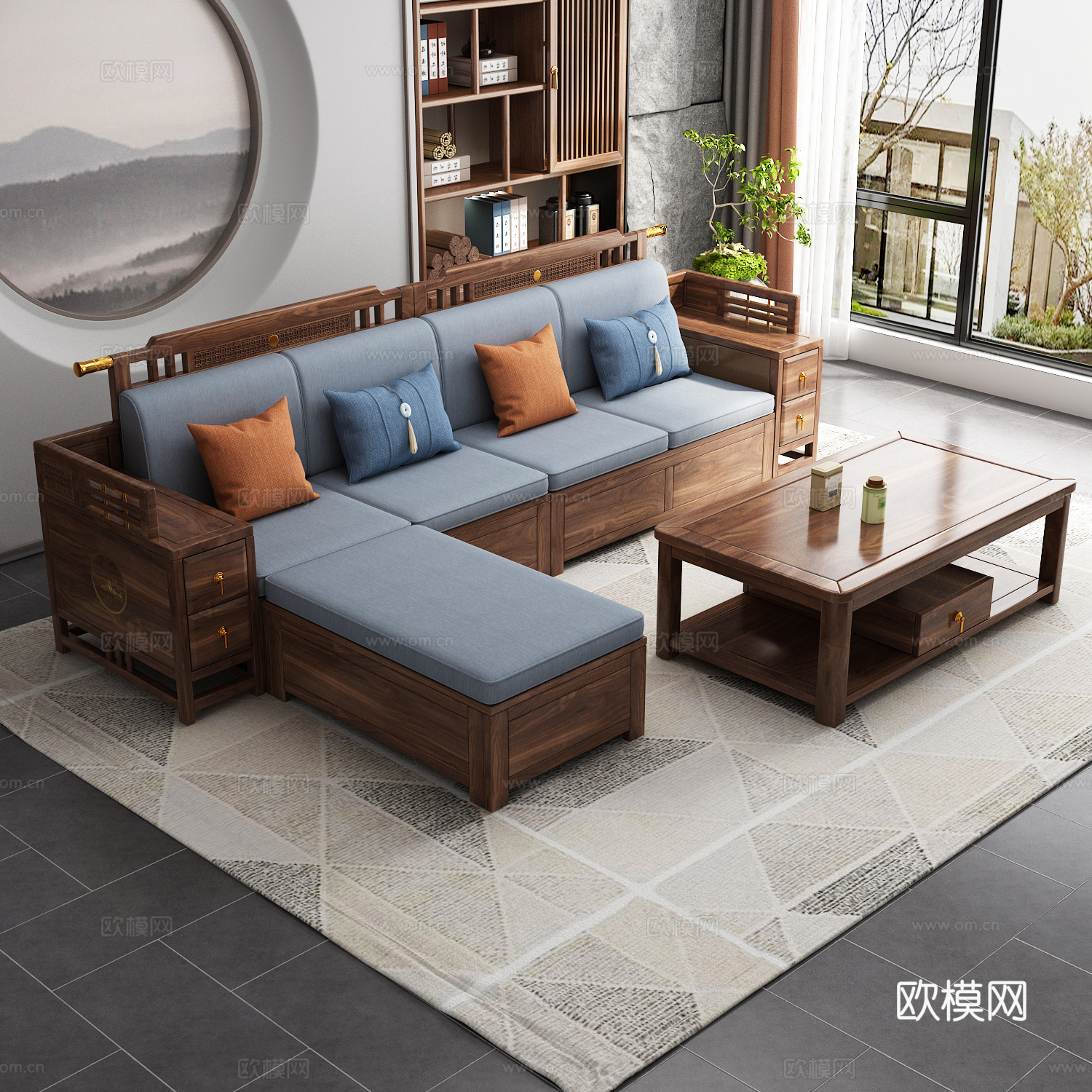 贵妃多人沙发3d模型