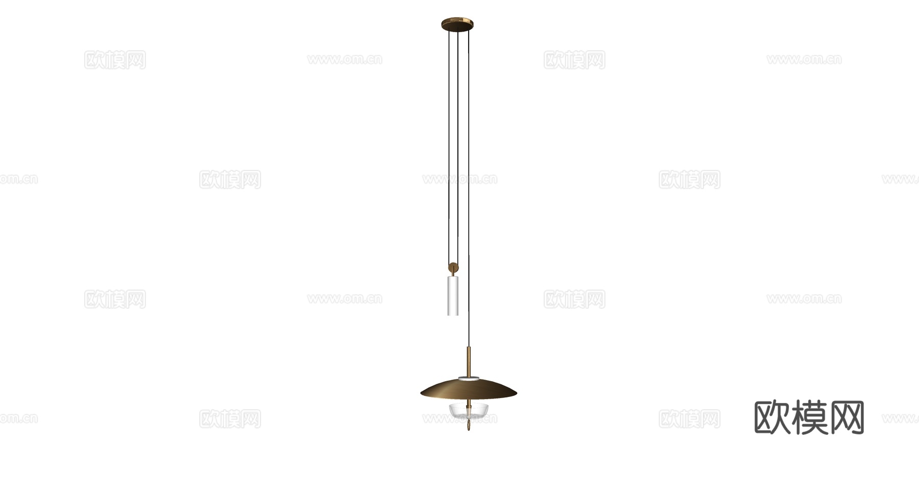 现代卧室欧式金属玻璃吊灯装饰灯su模型下载（渲染图2）