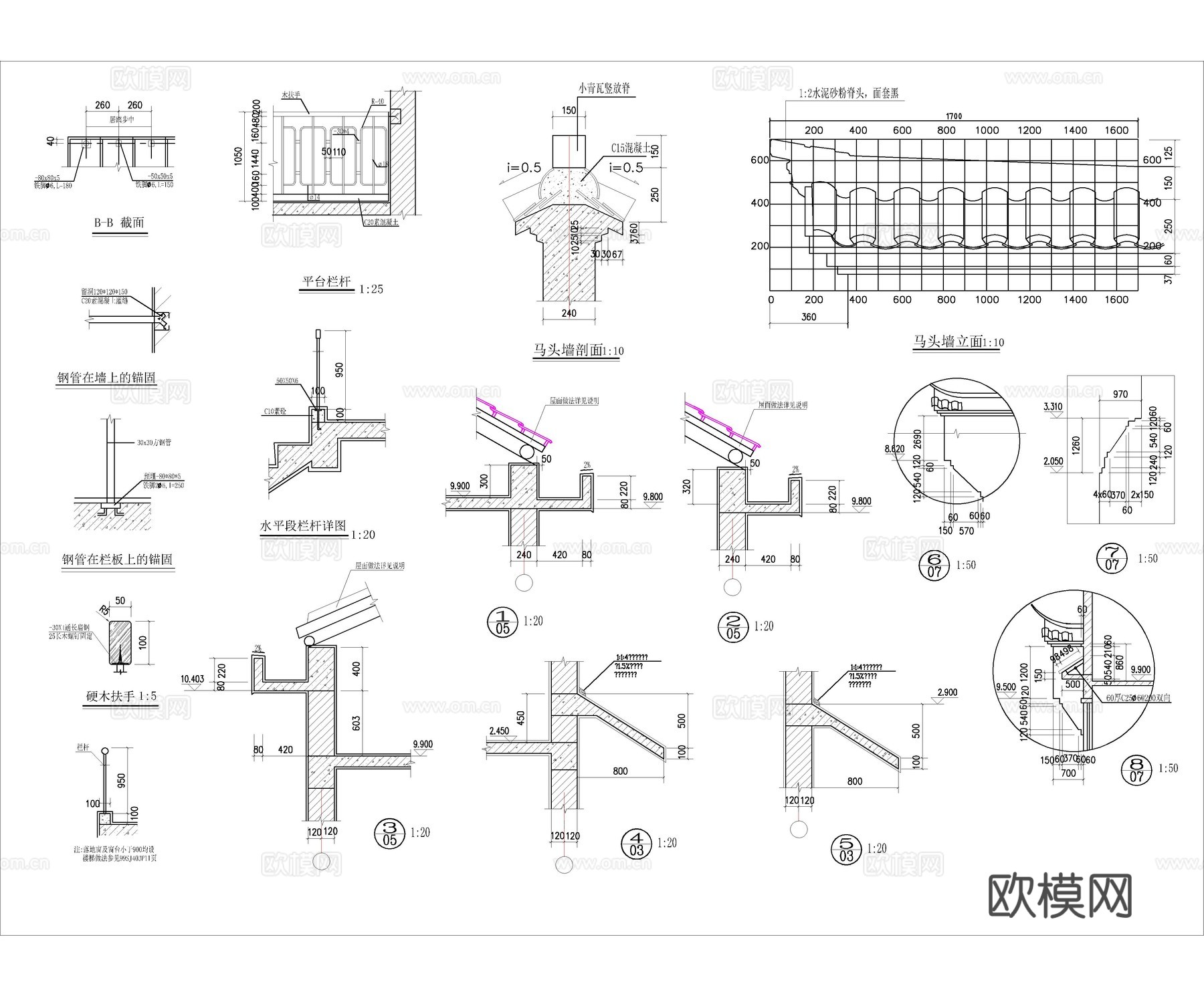 徽派马头墙住宅楼施工图cad施工图