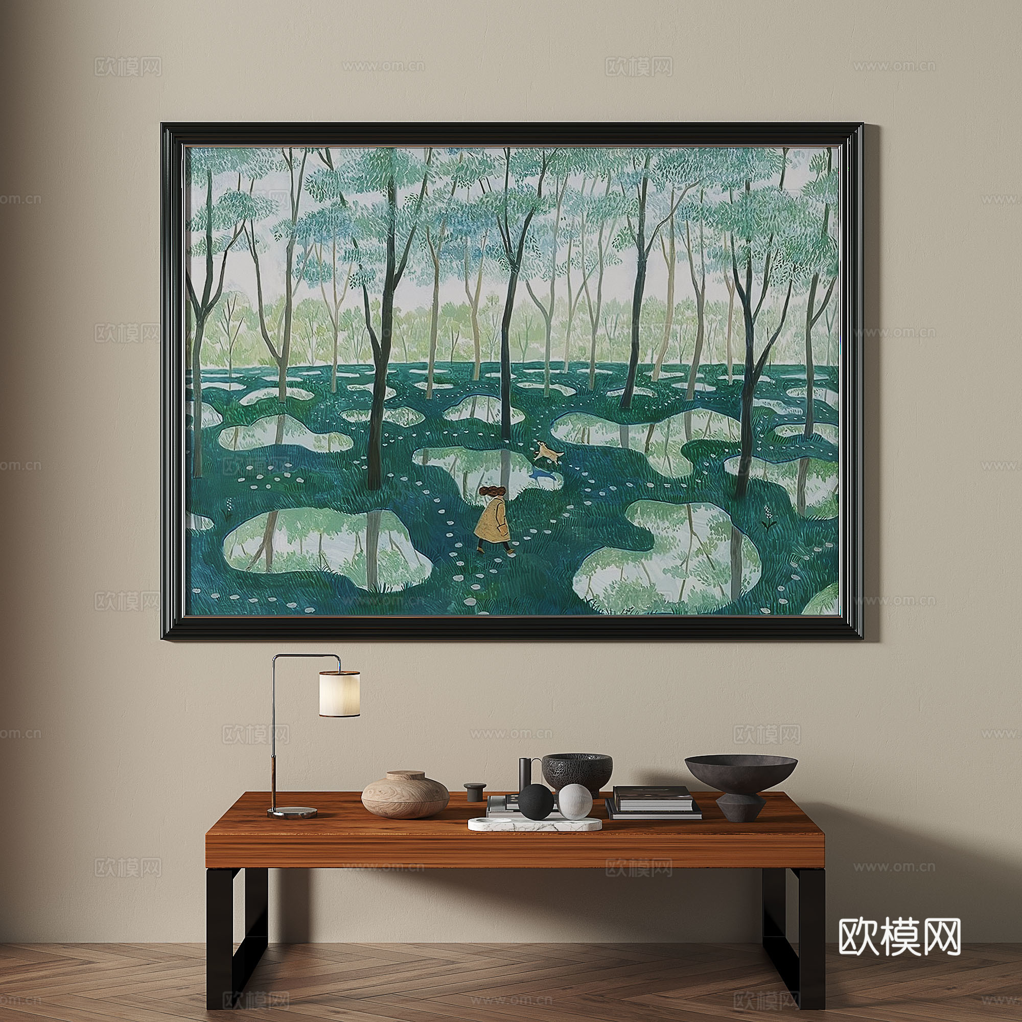现代,复古,中古,装饰画3d模型