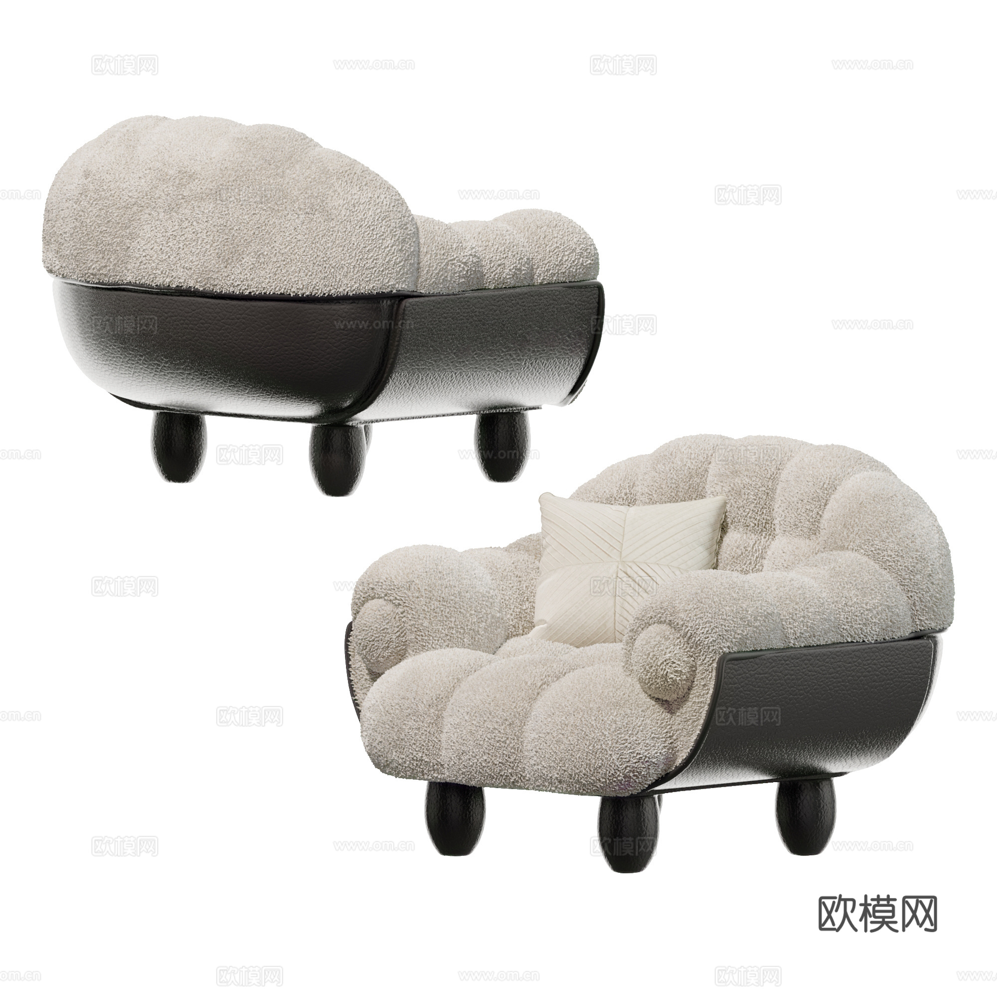 现代奶油风休闲椅3d模型