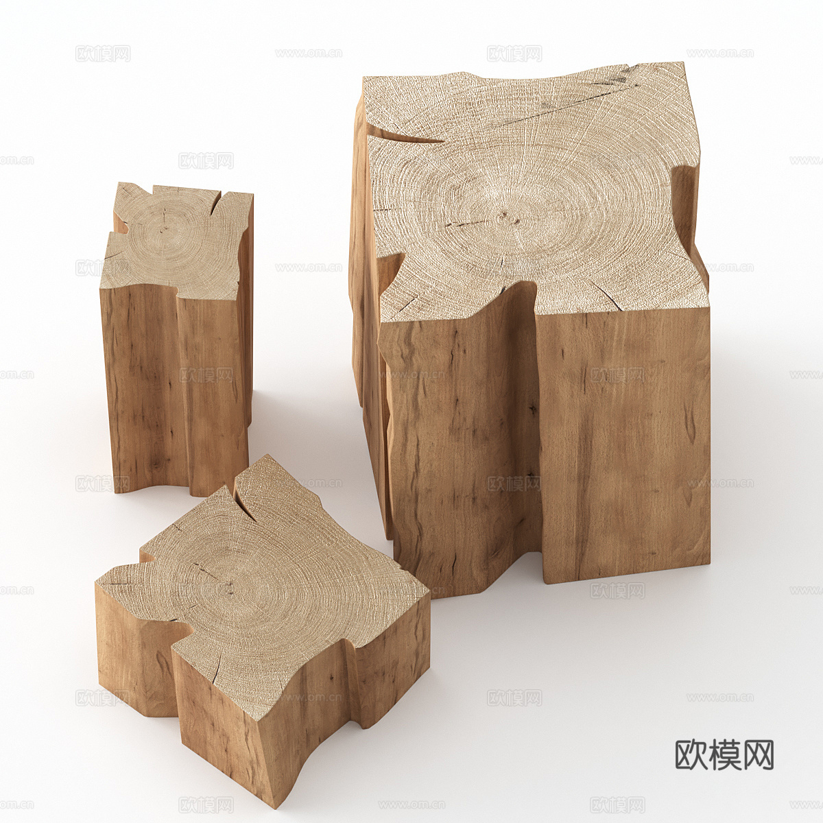 新中式侘寂木凳3d模型