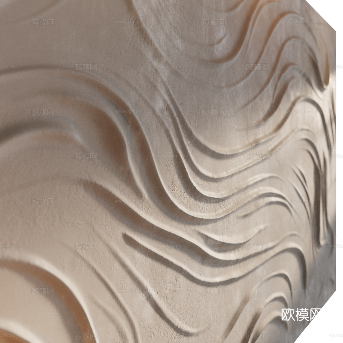新中式茶几波浪板挂饰3d模型