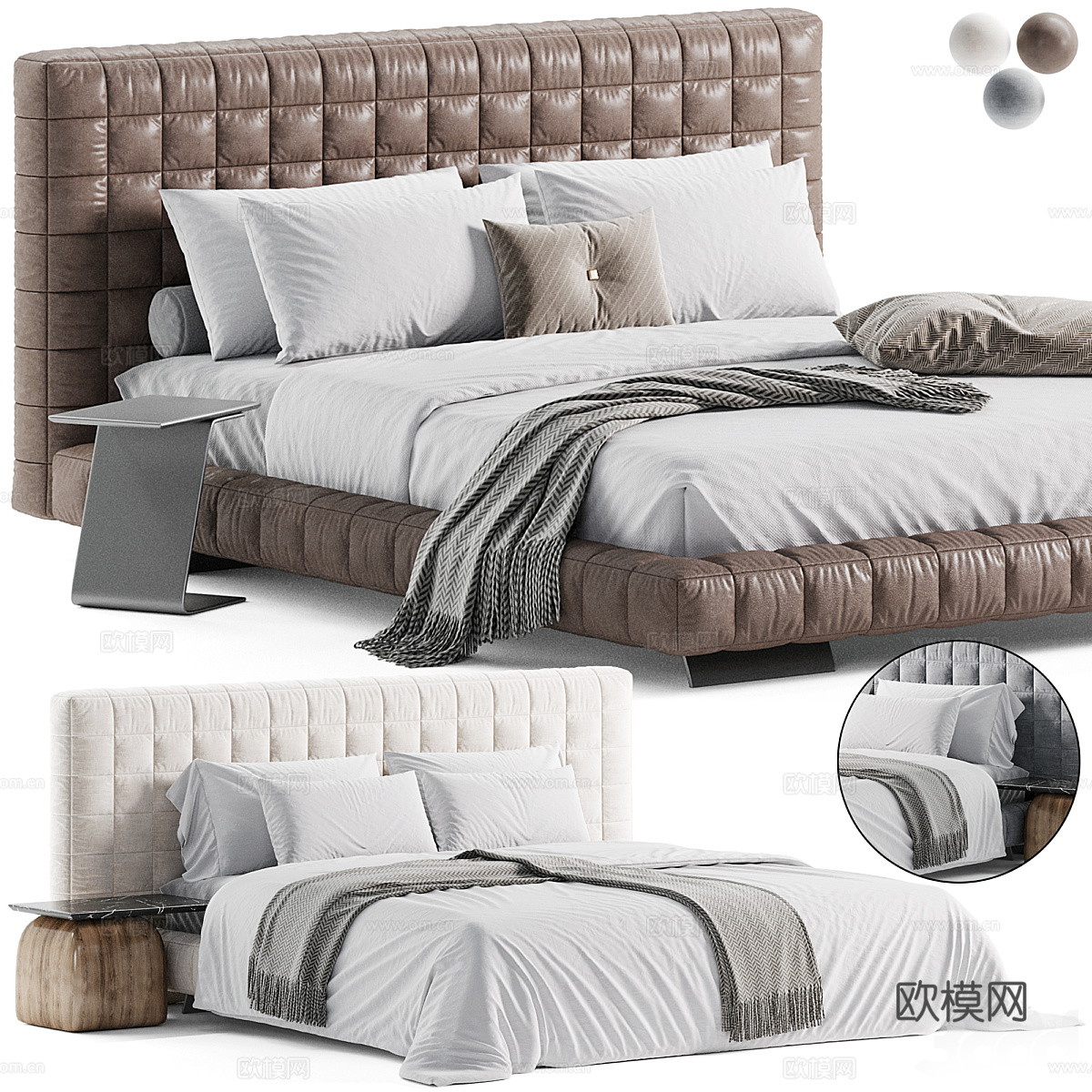 现代意式 Minotti Twiggy 双人床3d模型
