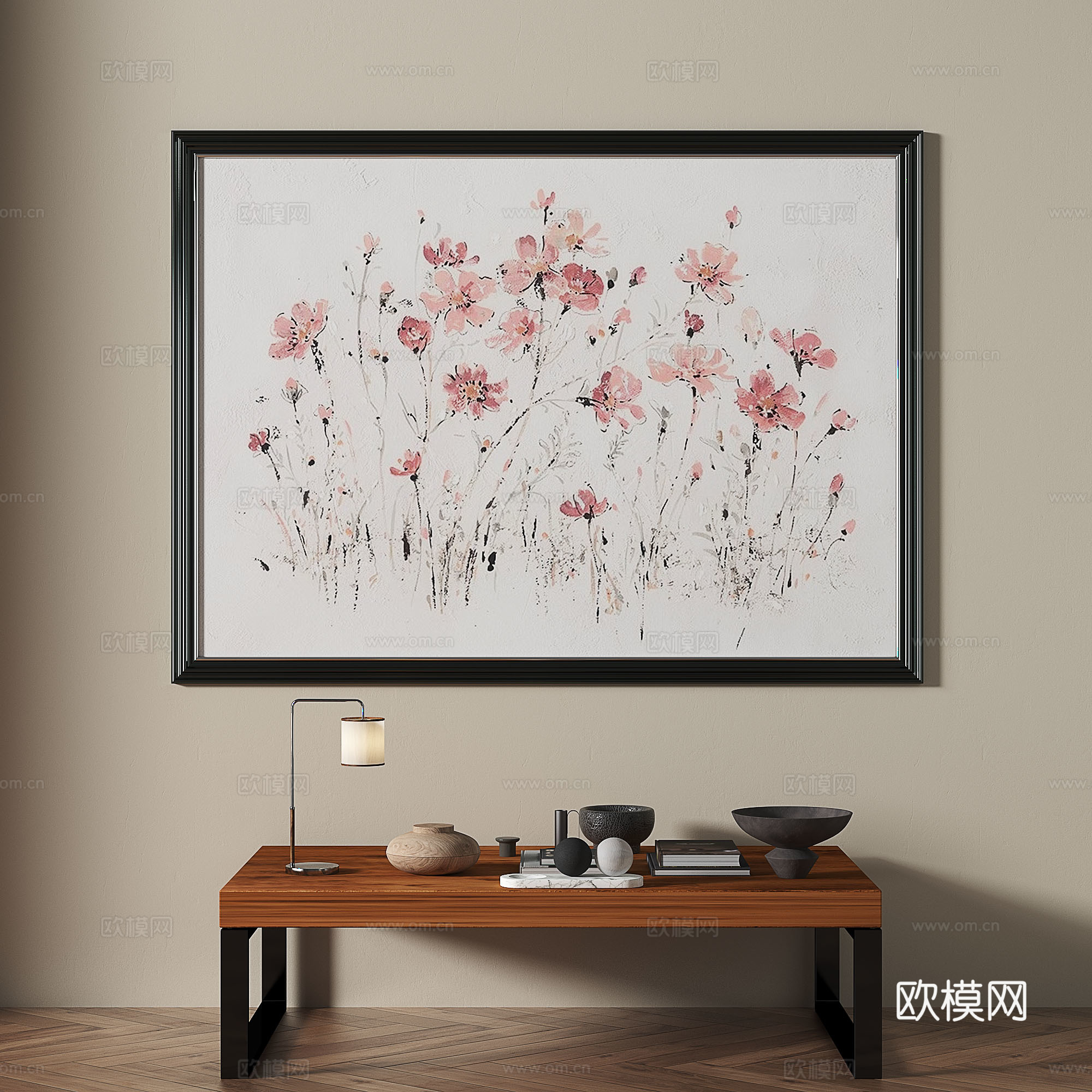 现代,复古,中古,装饰画3d模型