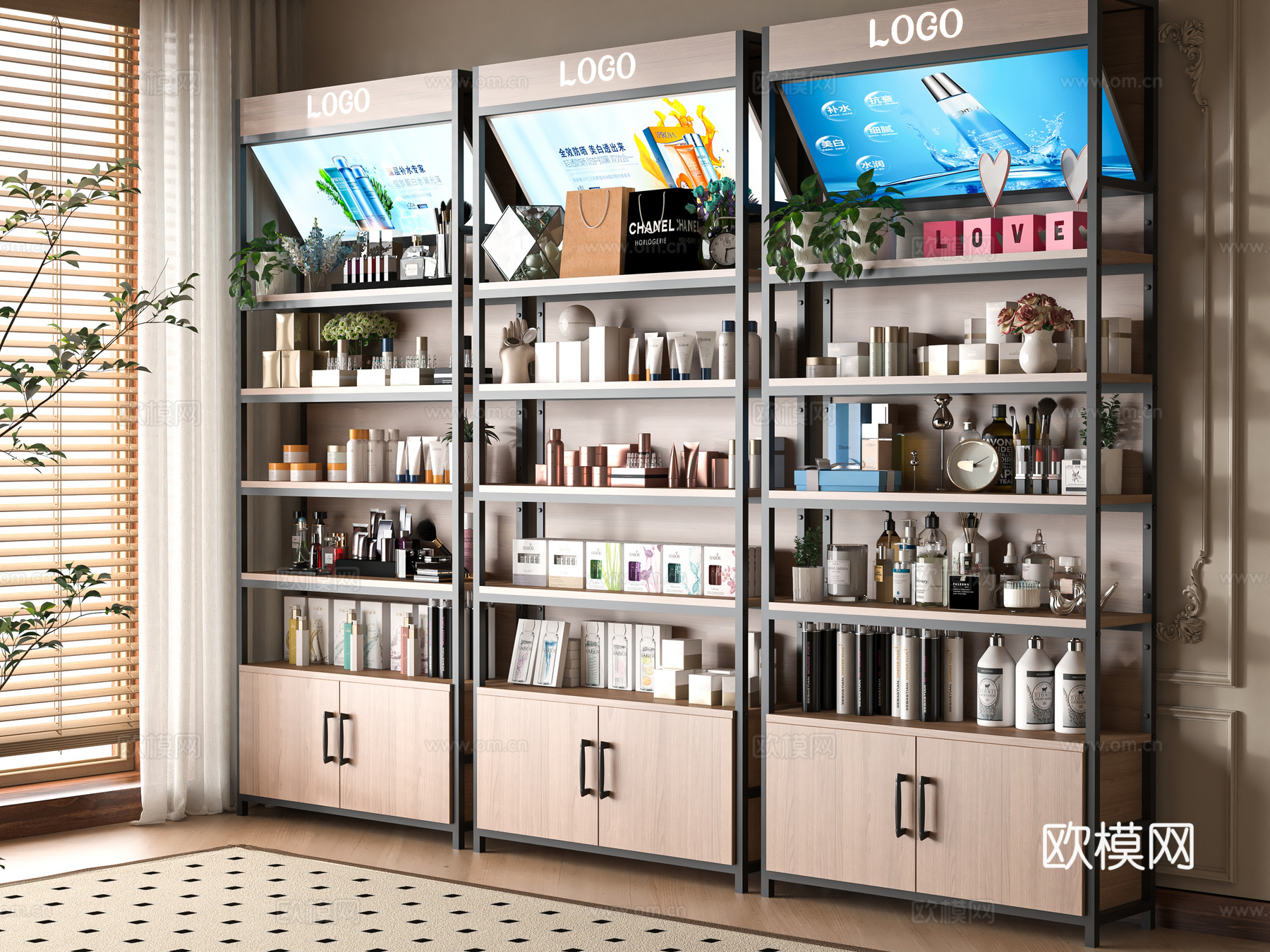 现代化妆品展示架3d模型