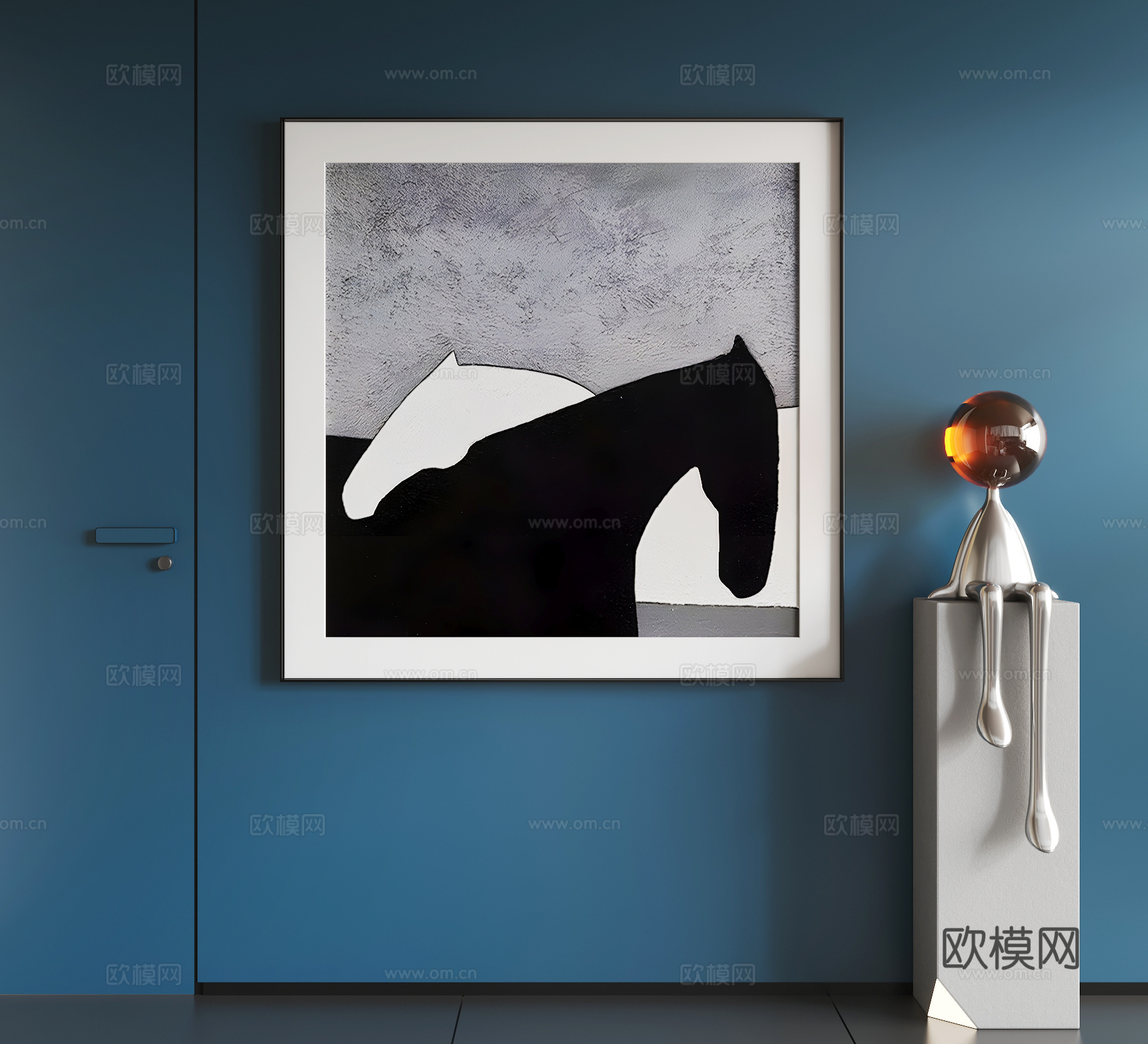 现代抽象挂画  现代极简挂画 现代轻奢挂画  现代意式挂画su模型