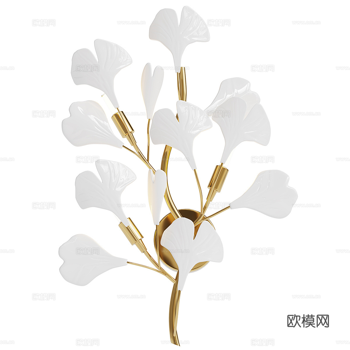现代轻奢银杏叶装饰壁灯3d模型