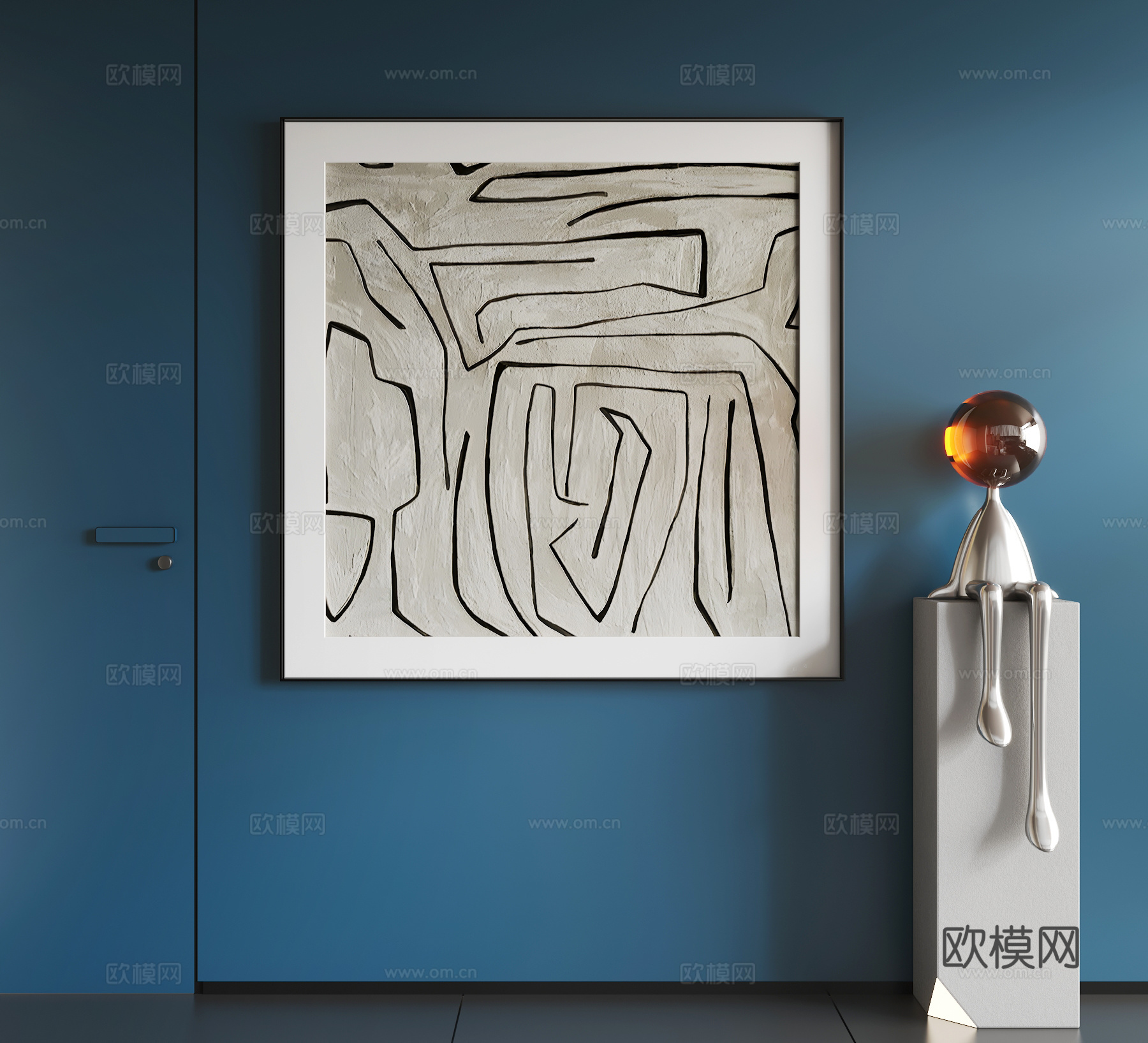 现代抽象挂画  现代极简挂画 现代轻奢挂画  现代意式挂画3d模型