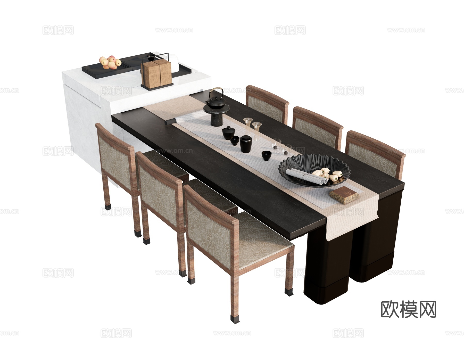 餐桌椅休闲桌椅   餐椅休闲椅靠背椅  餐具茶具摆件su模型