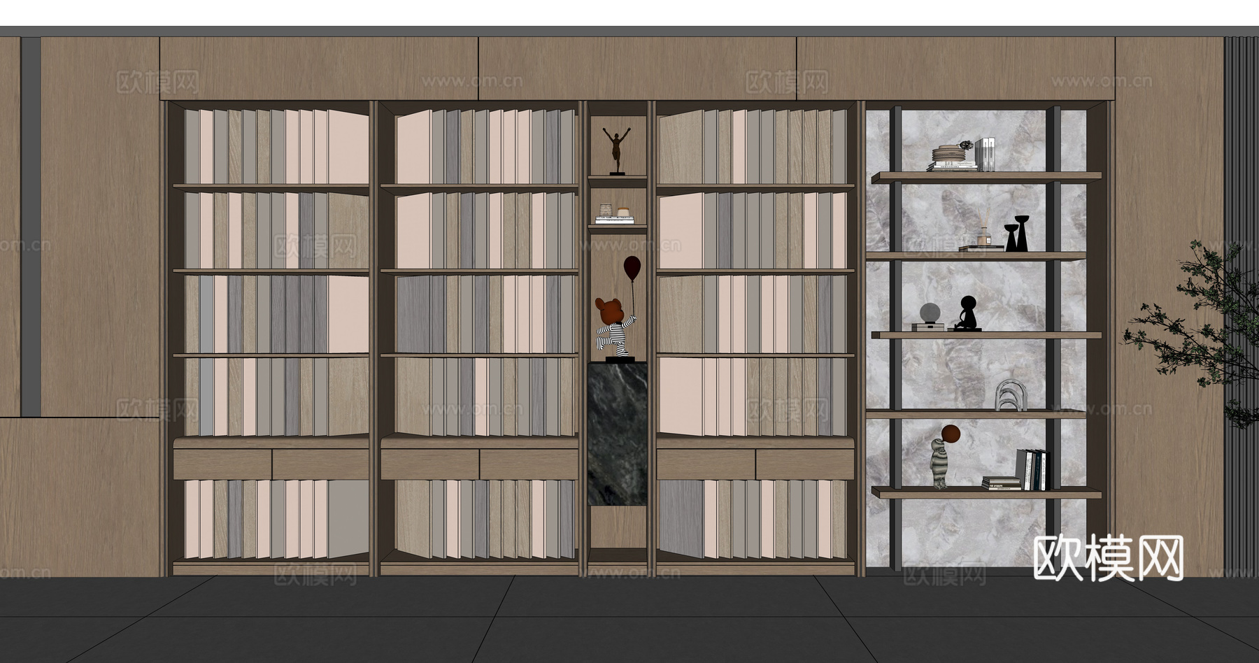 现代意式 全屋定制展厅色板展示柜 木作展厅色板柜 装饰柜su模型