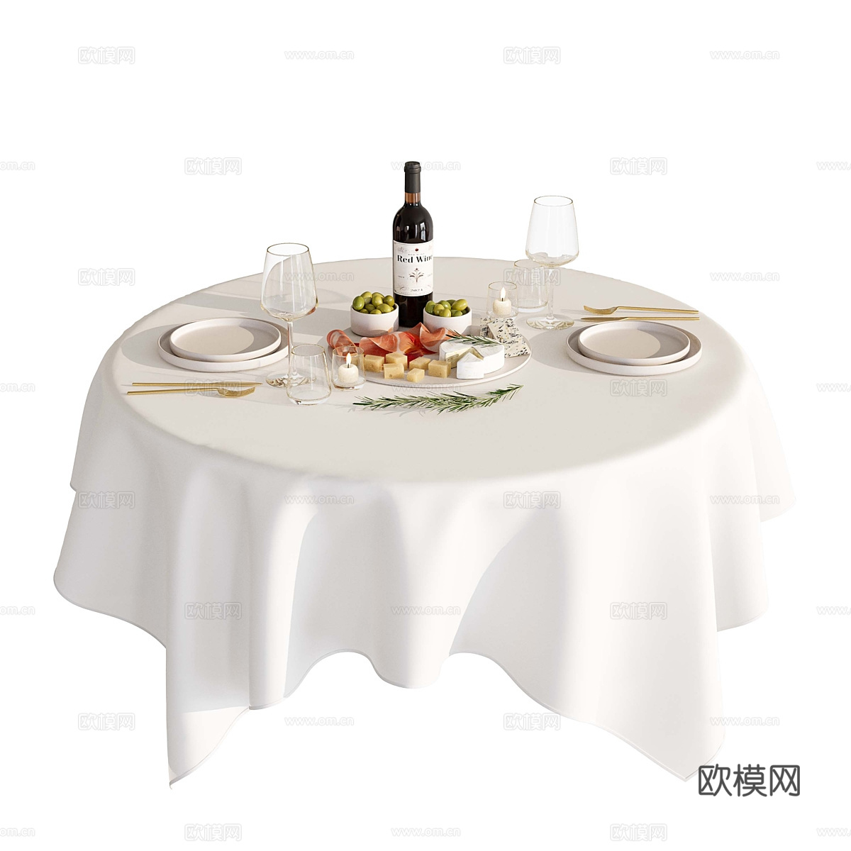 桌布 餐具3d模型