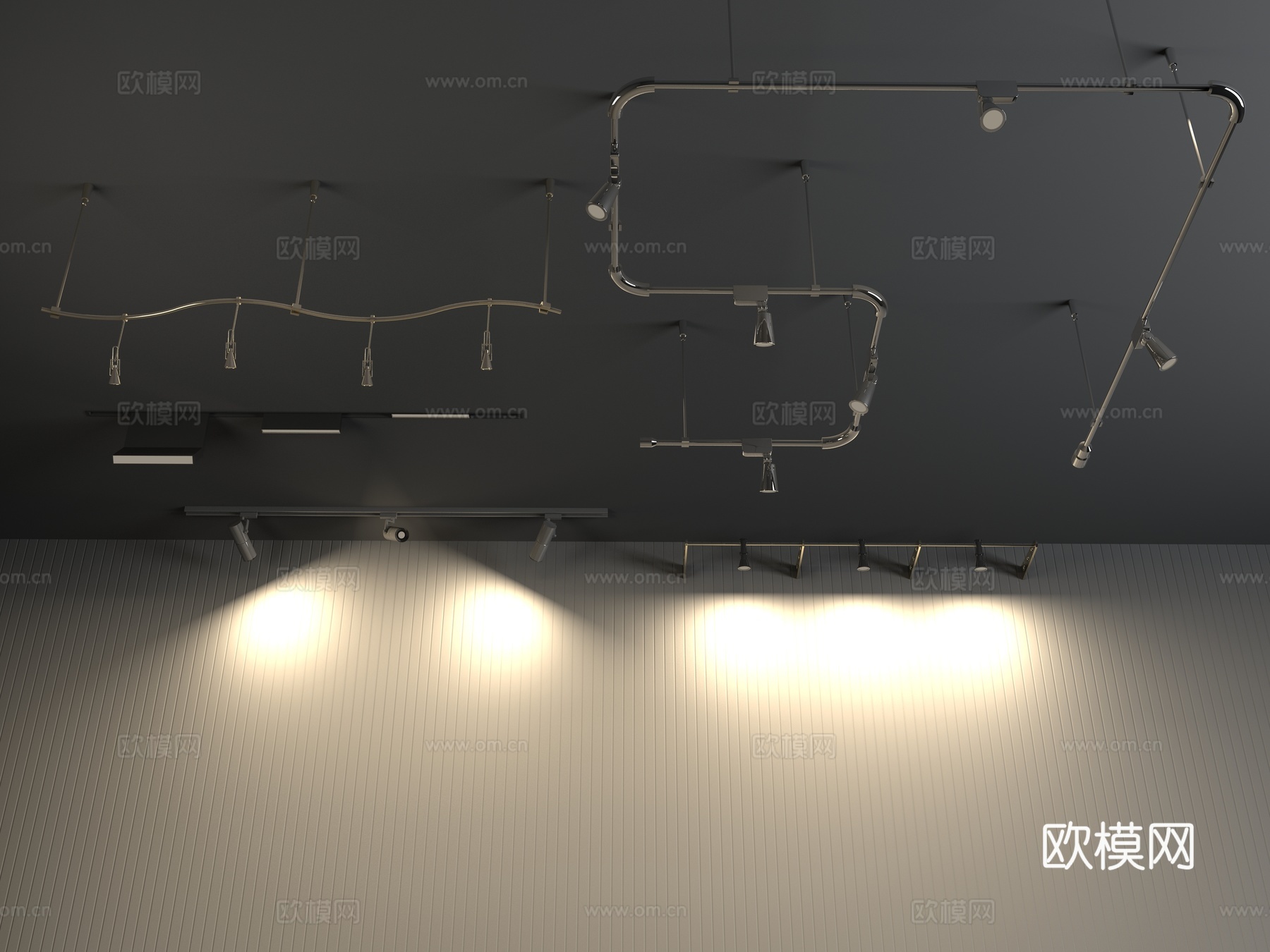 现代舞美 舞台 工装吊顶灯 轨道灯 聚光灯 射灯组合3d模型