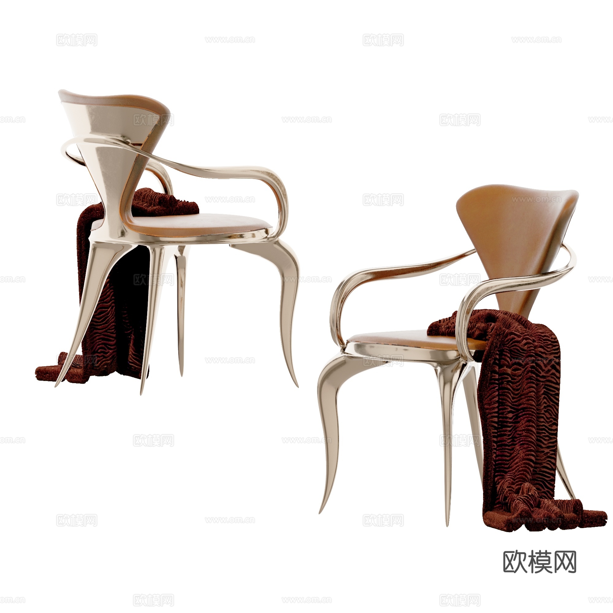 现代轻奢餐椅3d模型