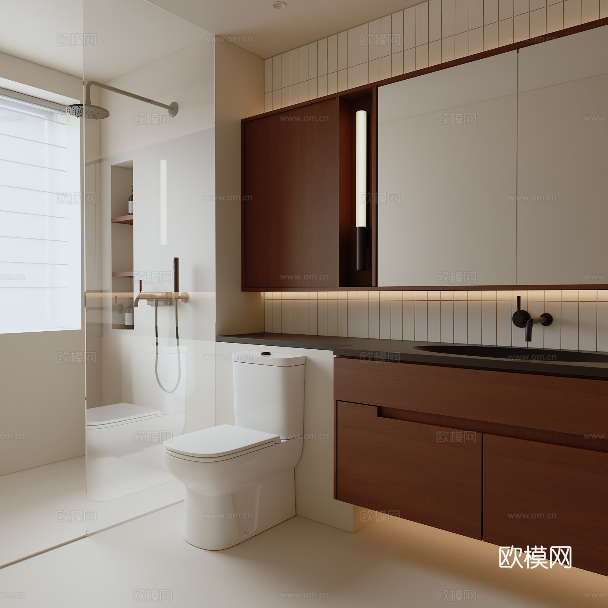 现代中古卫生间3d模型