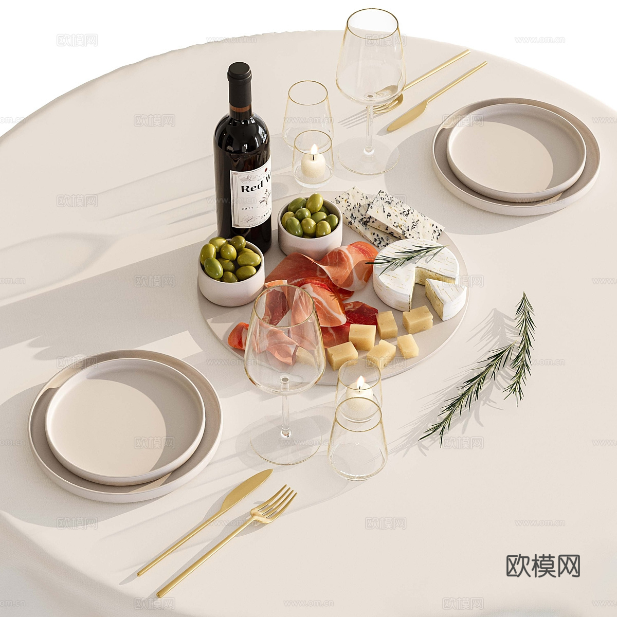 桌布 餐具3d模型