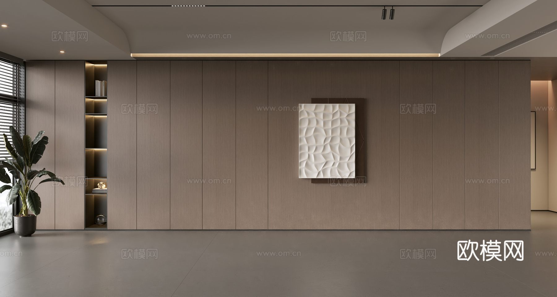 现代意式沙发背景墙 现代摆件 阳台柜 客厅柜 木饰面背景墙3d模型