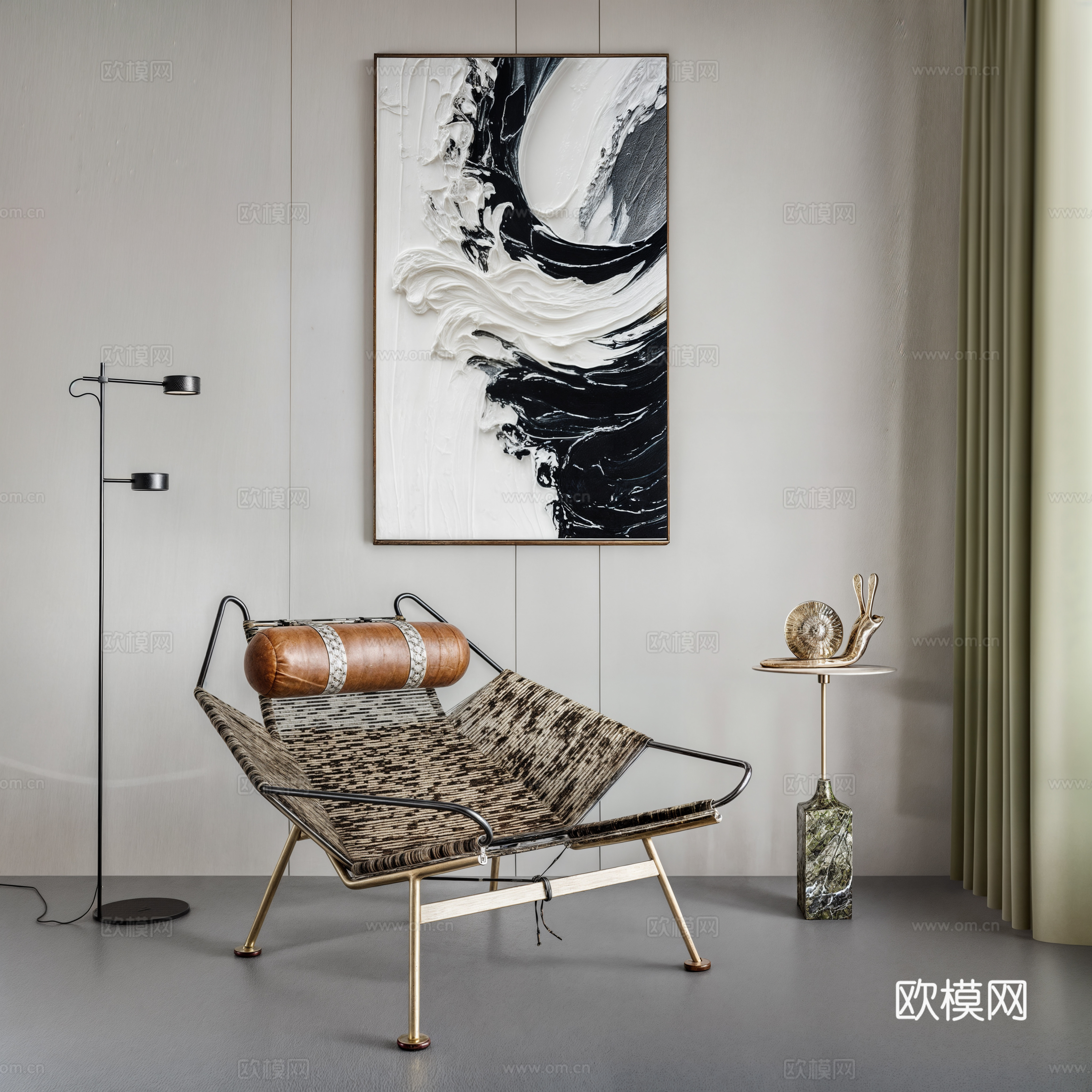 现代休闲椅  躺椅 户外椅 落地灯 茶几3d模型