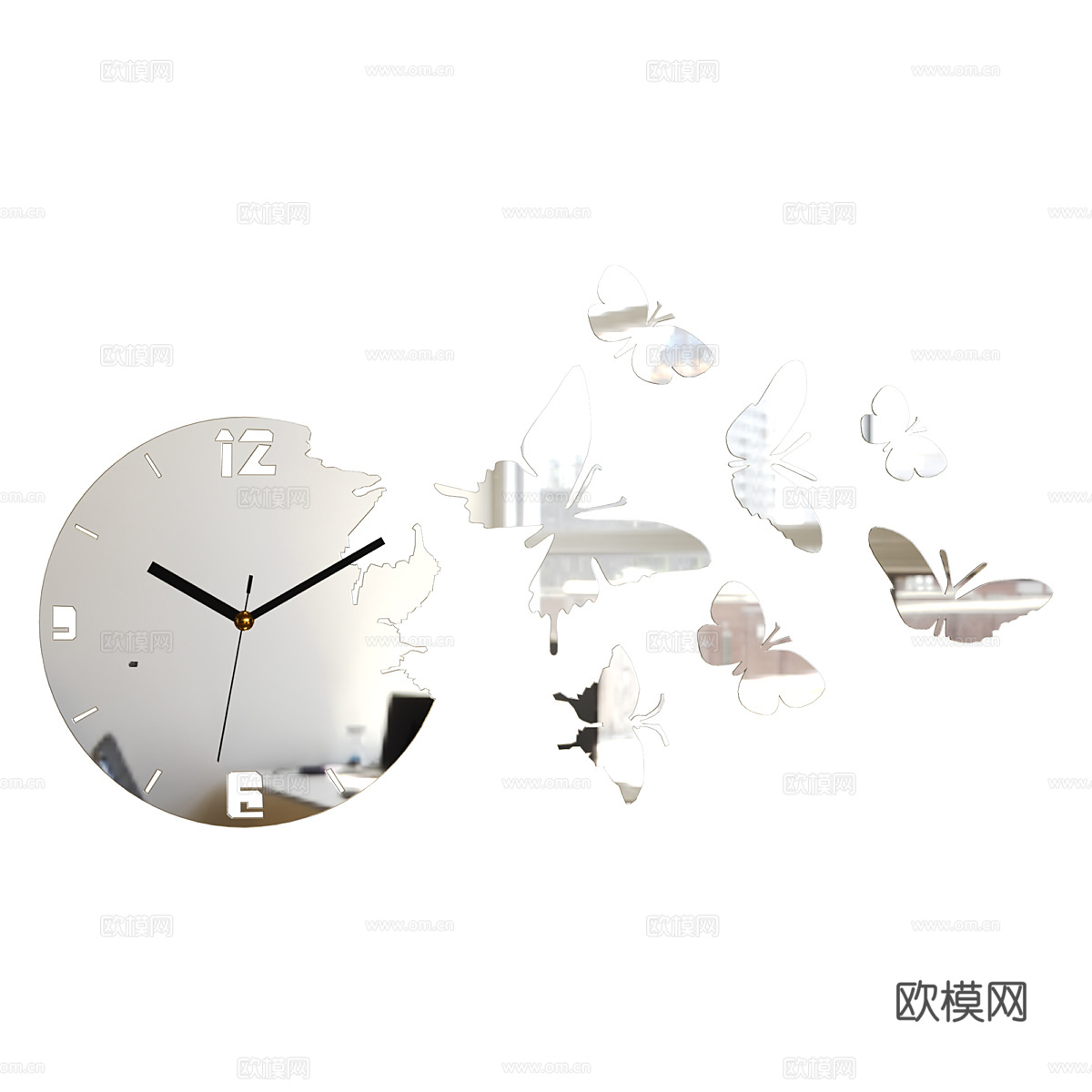 现代轻奢 SRBERNE 蝴蝶时钟3d模型