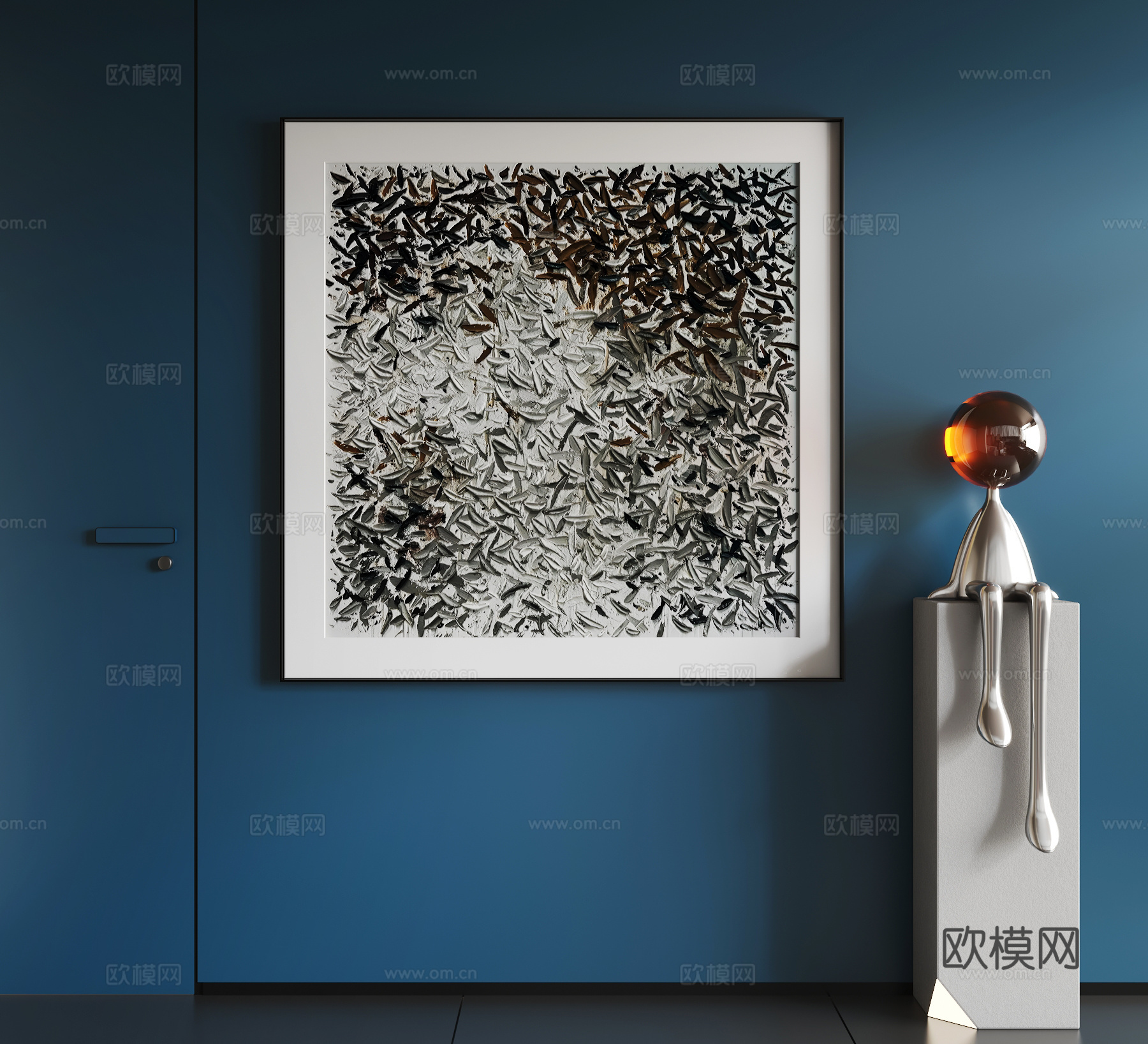 现代抽象挂画  现代极简挂画 现代轻奢挂画  现代意式挂画su模型
