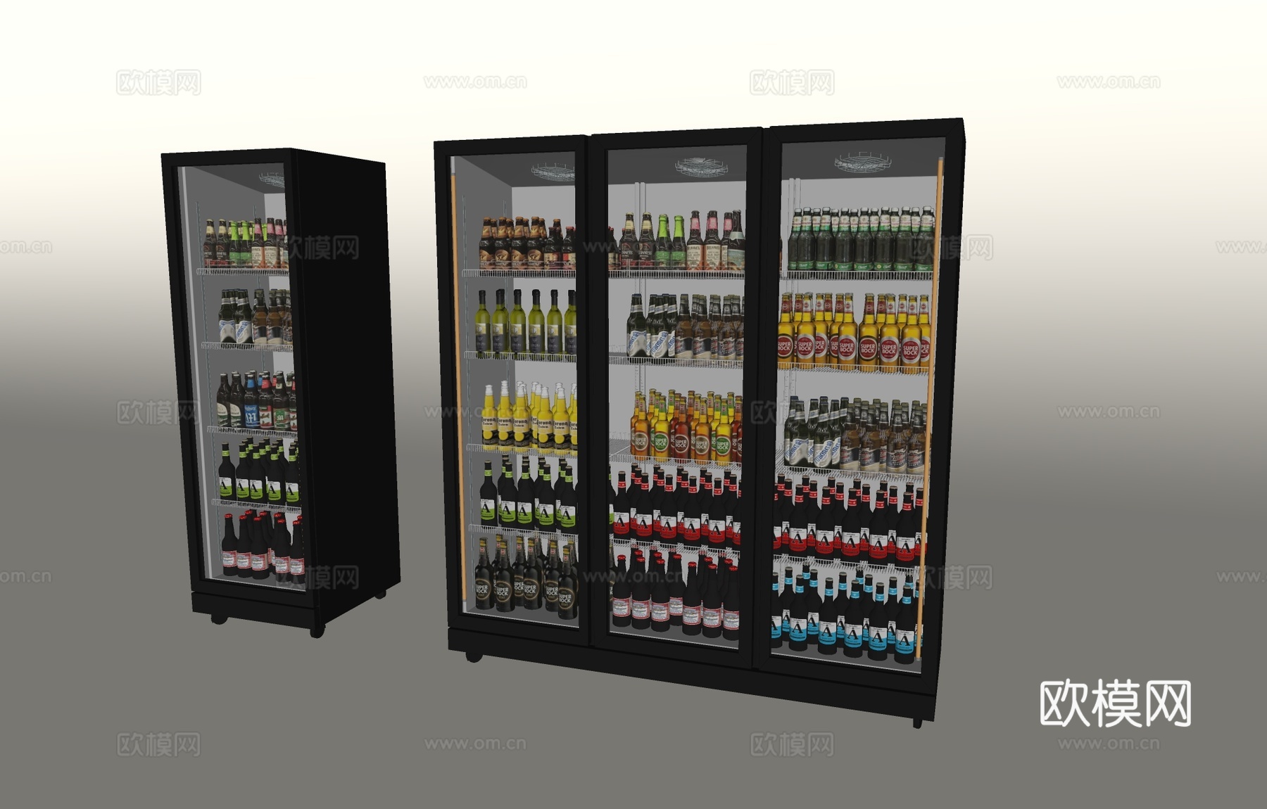 现代冰柜冷藏柜酒水柜饮料柜展示柜su模型