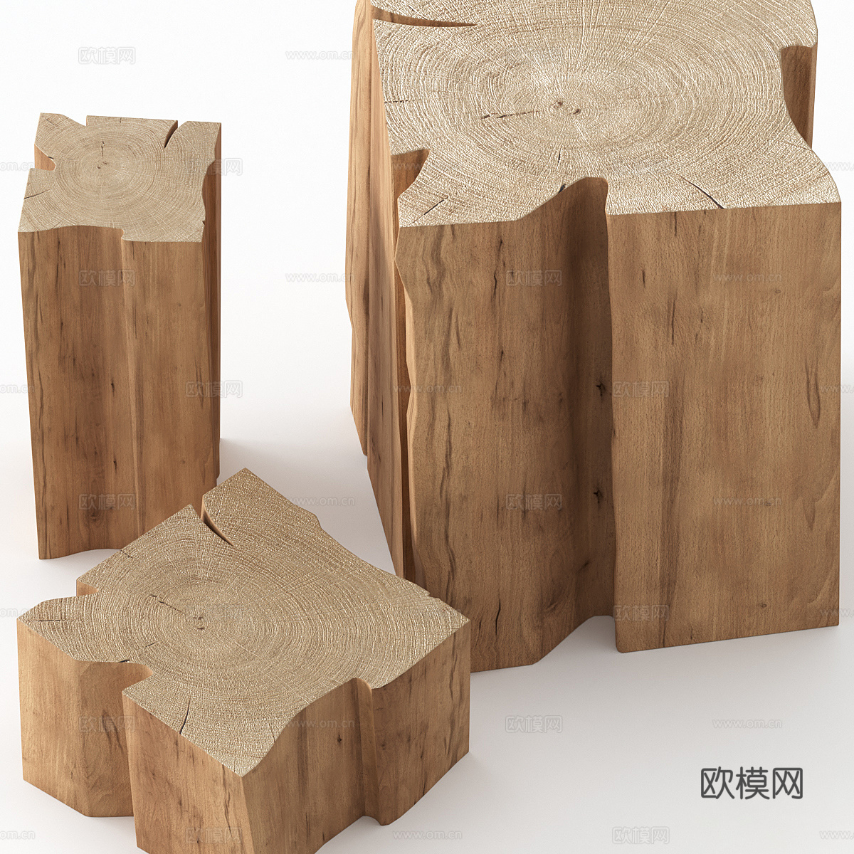 新中式侘寂木凳3d模型