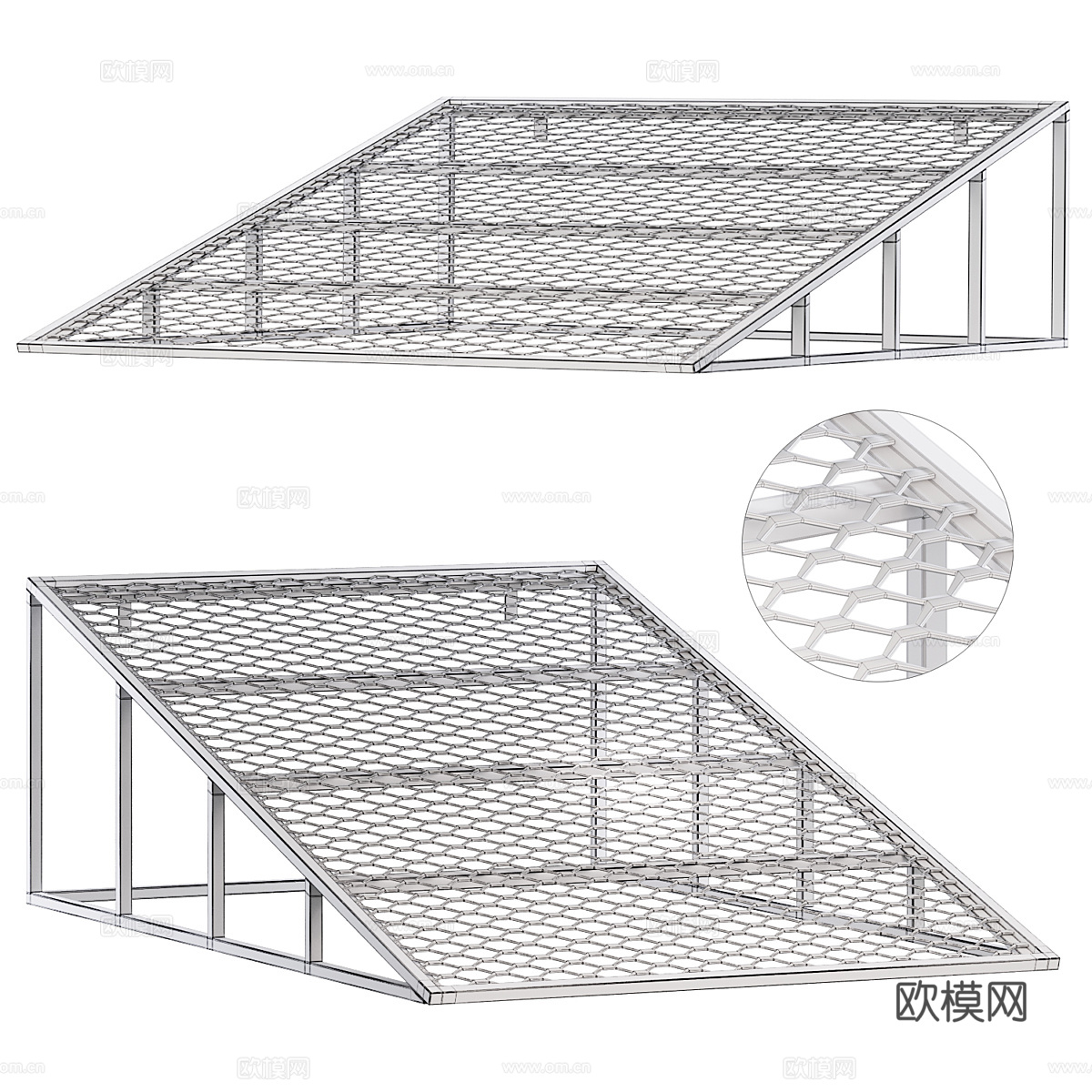金属网框架上的 PVL 斜坡3d模型