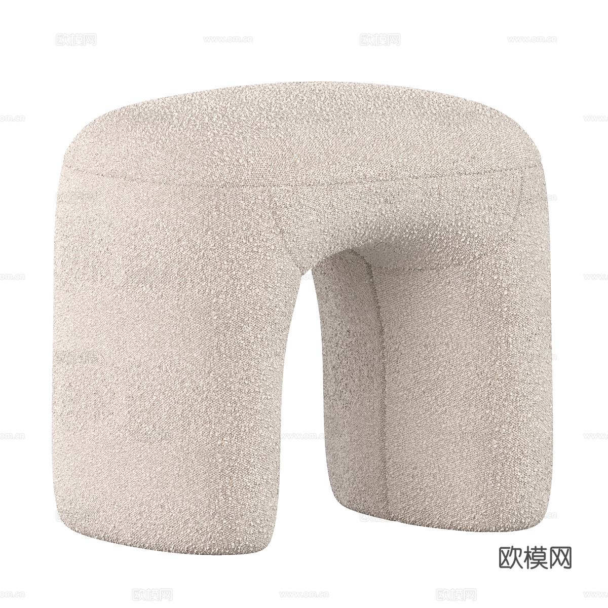 现代奶油风布艺凳子3d模型