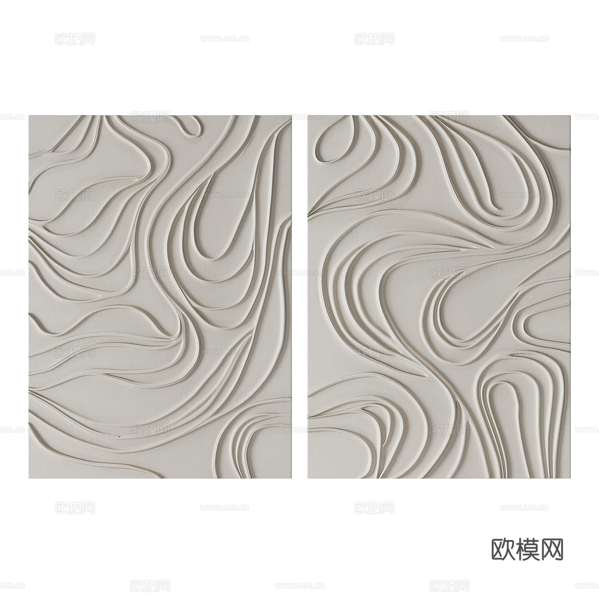 现代浅浮雕石膏挂件 挂饰3d模型