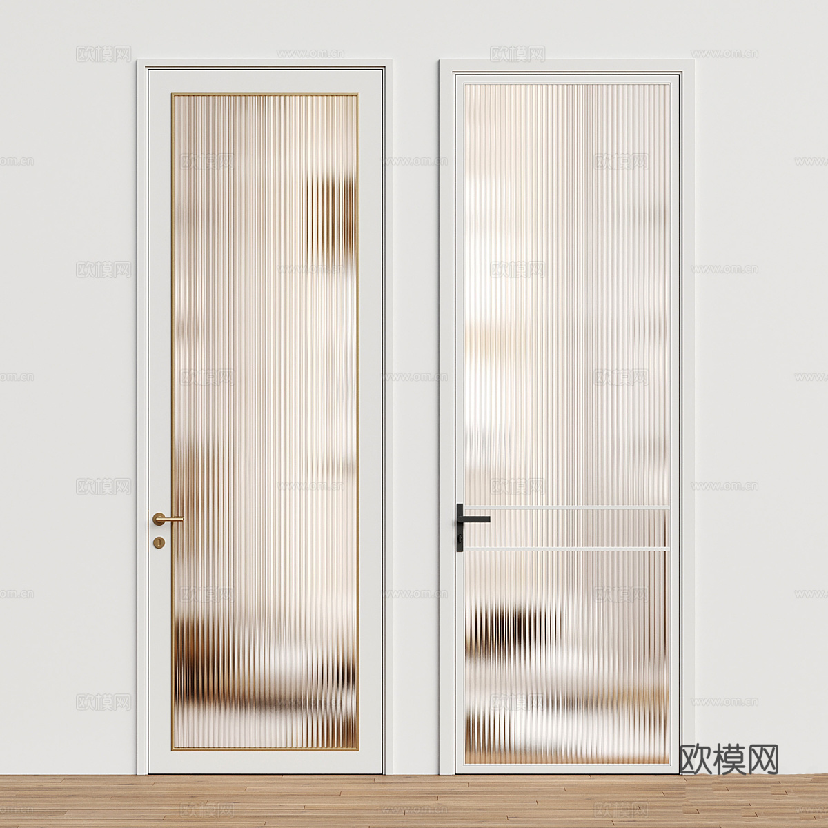 现代极简玻璃门3d模型