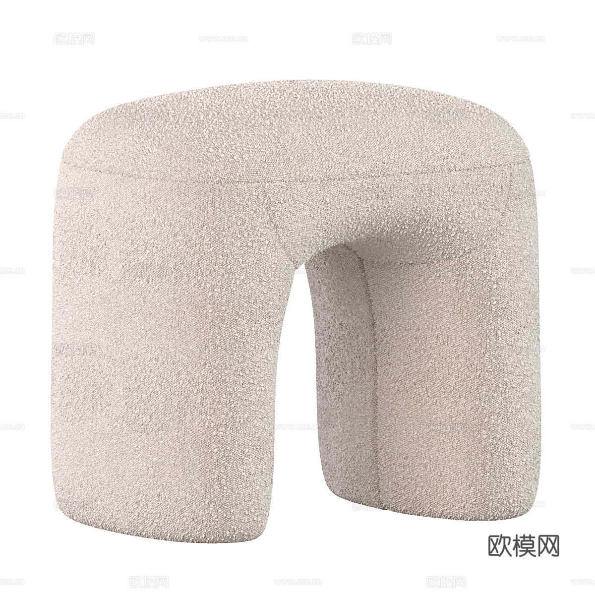 现代奶油风布艺凳子3d模型