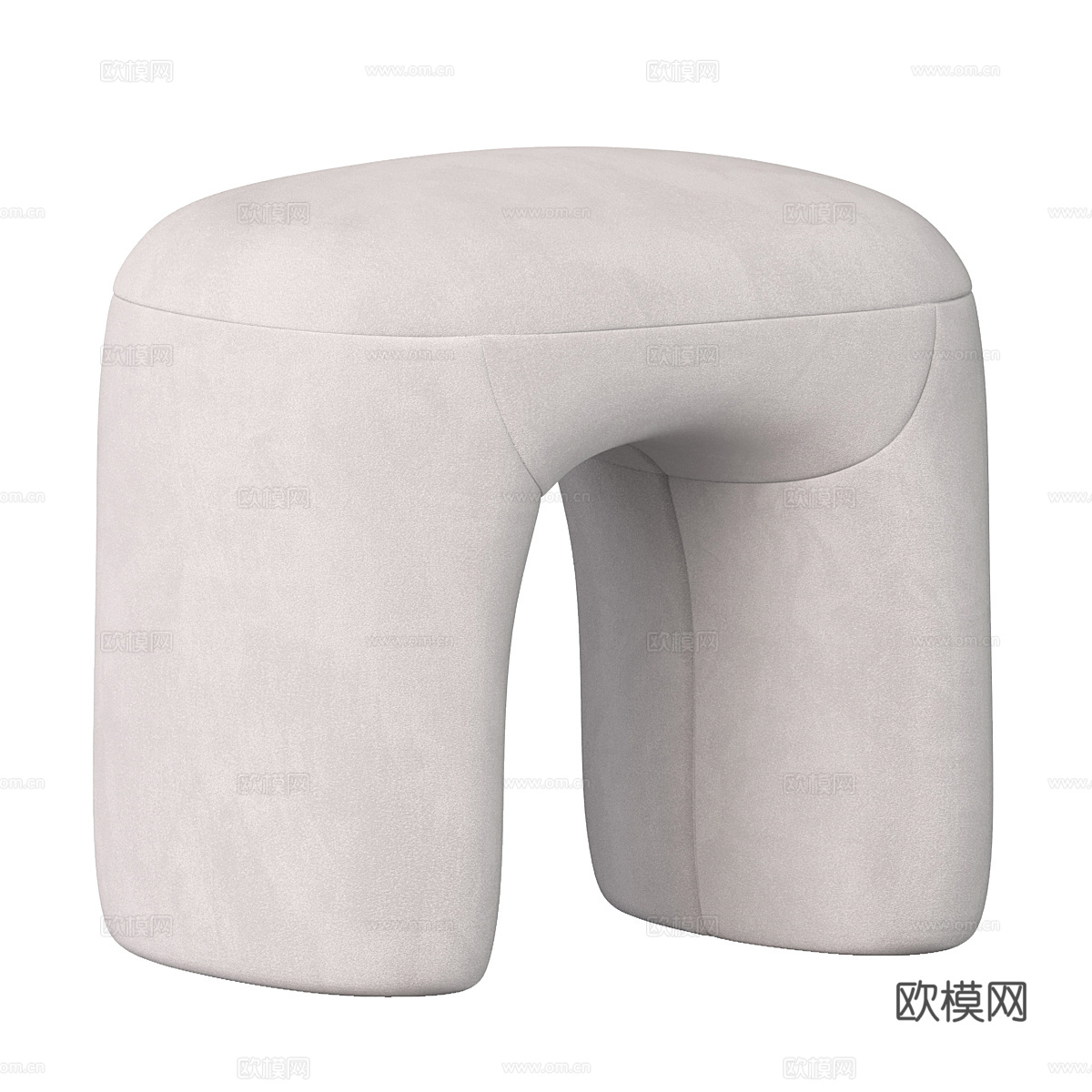 现代奶油风布艺凳子3d模型