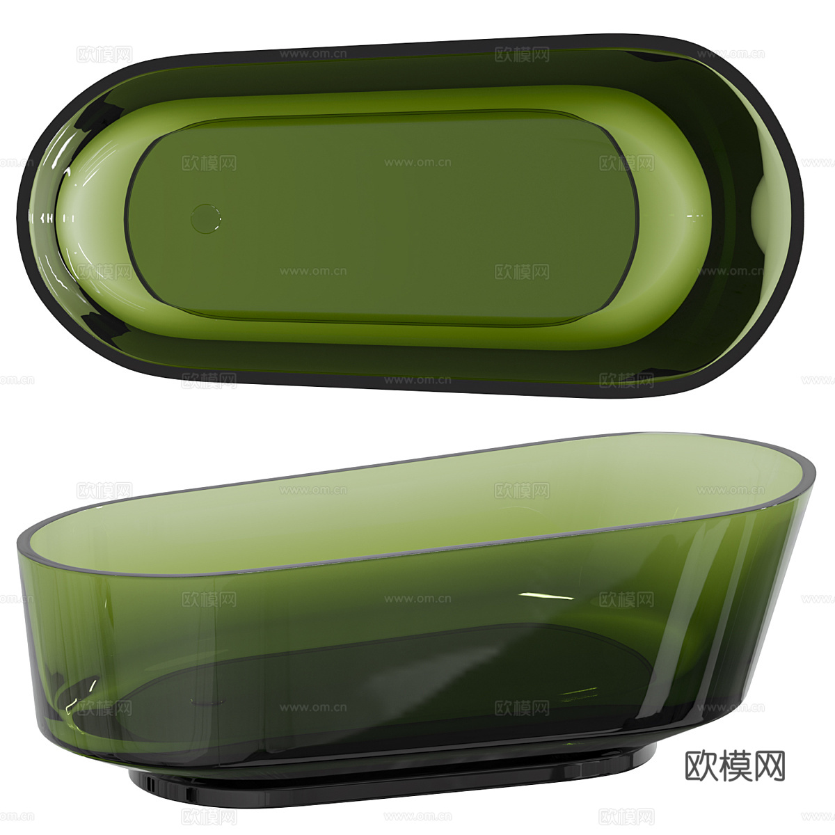 现代翡翠聚酯树脂浴缸3d模型