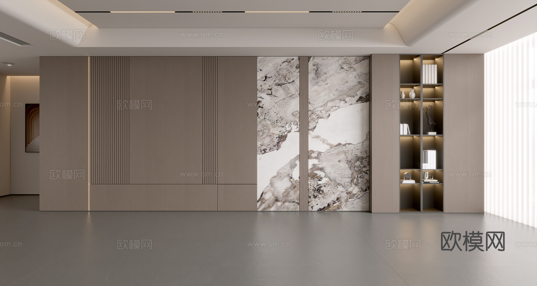 现代意式沙发背景墙 现代摆件 阳台柜 客厅柜 木饰面背景墙3d模型